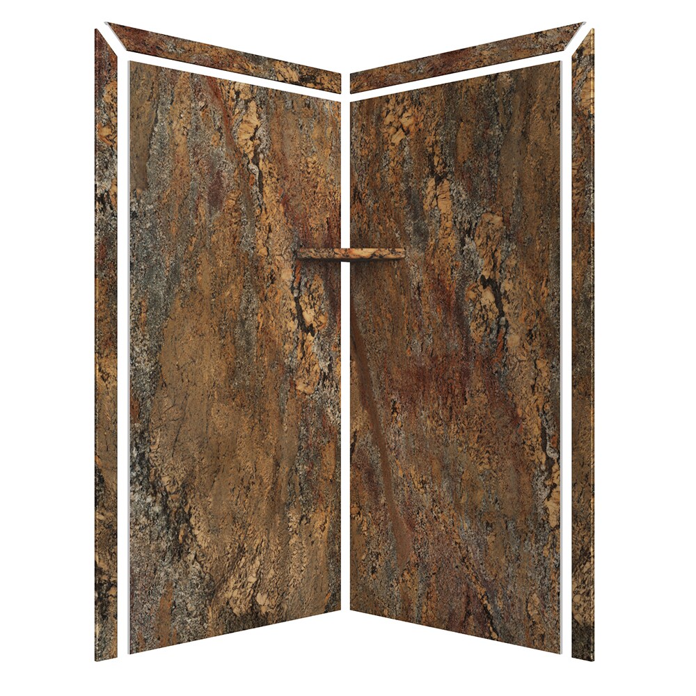 Panel de esquina para pared de ducha FlexStone Splendor 40 pulgadas de ancho x 40 pulgadas de profundidad x 80 pulgadas de altura en Crema Bordeaux 2.0, para pegar - Pieza SSK40407821CB