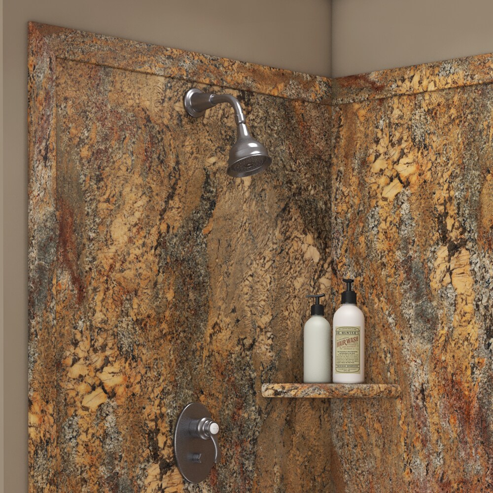 Panel de esquina para pared de ducha FlexStone Splendor 40 pulgadas de ancho x 40 pulgadas de profundidad x 80 pulgadas de altura en Crema Bordeaux 2.0, para pegar - Pieza SSK40407821CB