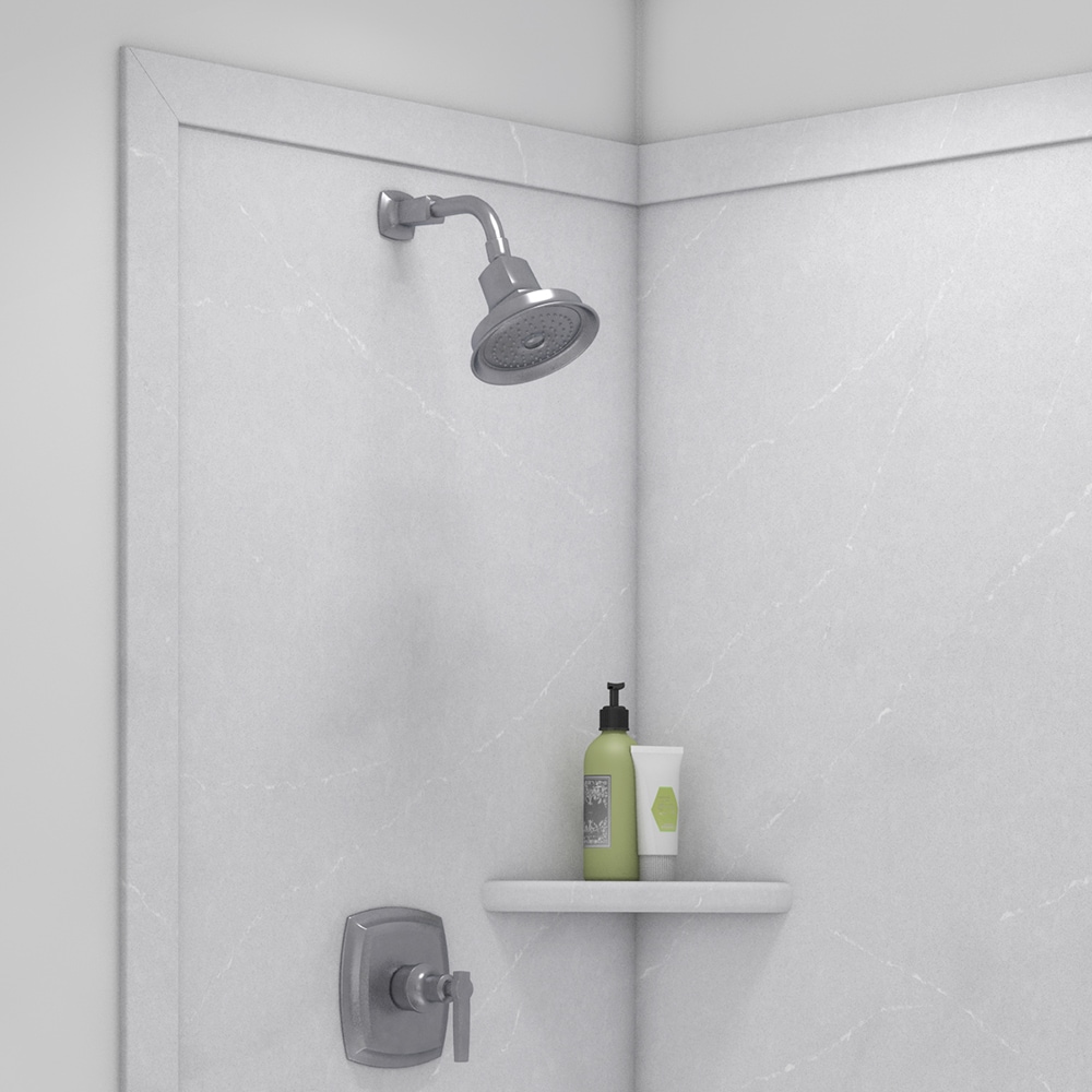 Panel de esquina para ducha FlexStone Elegance 2 en color Sea Salt 2.0 de 48 pulgadas de ancho x 36 pulgadas de profundidad x 80 pulgadas de altura.