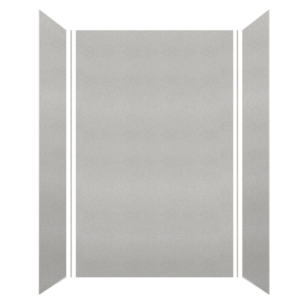 Kit de panel de ducha alcove de 3 piezas Transolid Saramar Velvet 36 pulgadas de ancho x 36 pulgadas de profundidad x 96 pulgadas de altura en gris Beach Velvet SWK603696-27V