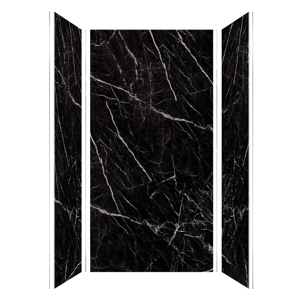 Kit de panel de ducha encastrado en alcoba Transolid Titan 48 pulgadas de ancho x 36 pulgadas de profundidad x 96 pulgadas de alto en negro Caruso/Glossy 3.0 piezas TWK483696-KI03G