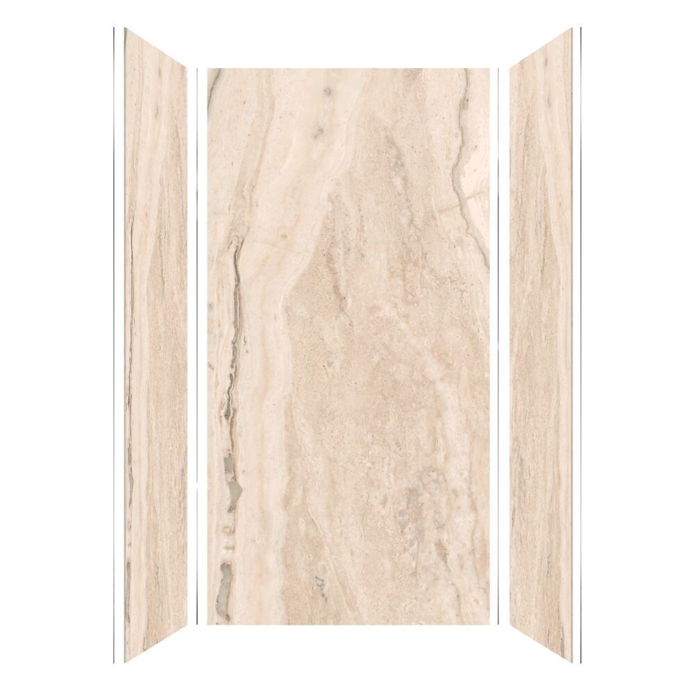 Kit de panel de ducha encajonado Transolid Titan 48 pulgadas de ancho x 36 pulgadas de profundidad x 96 pulgadas de altura en Crema Sabana/Brillante 3.0 piezas TWK483696-KI32G.