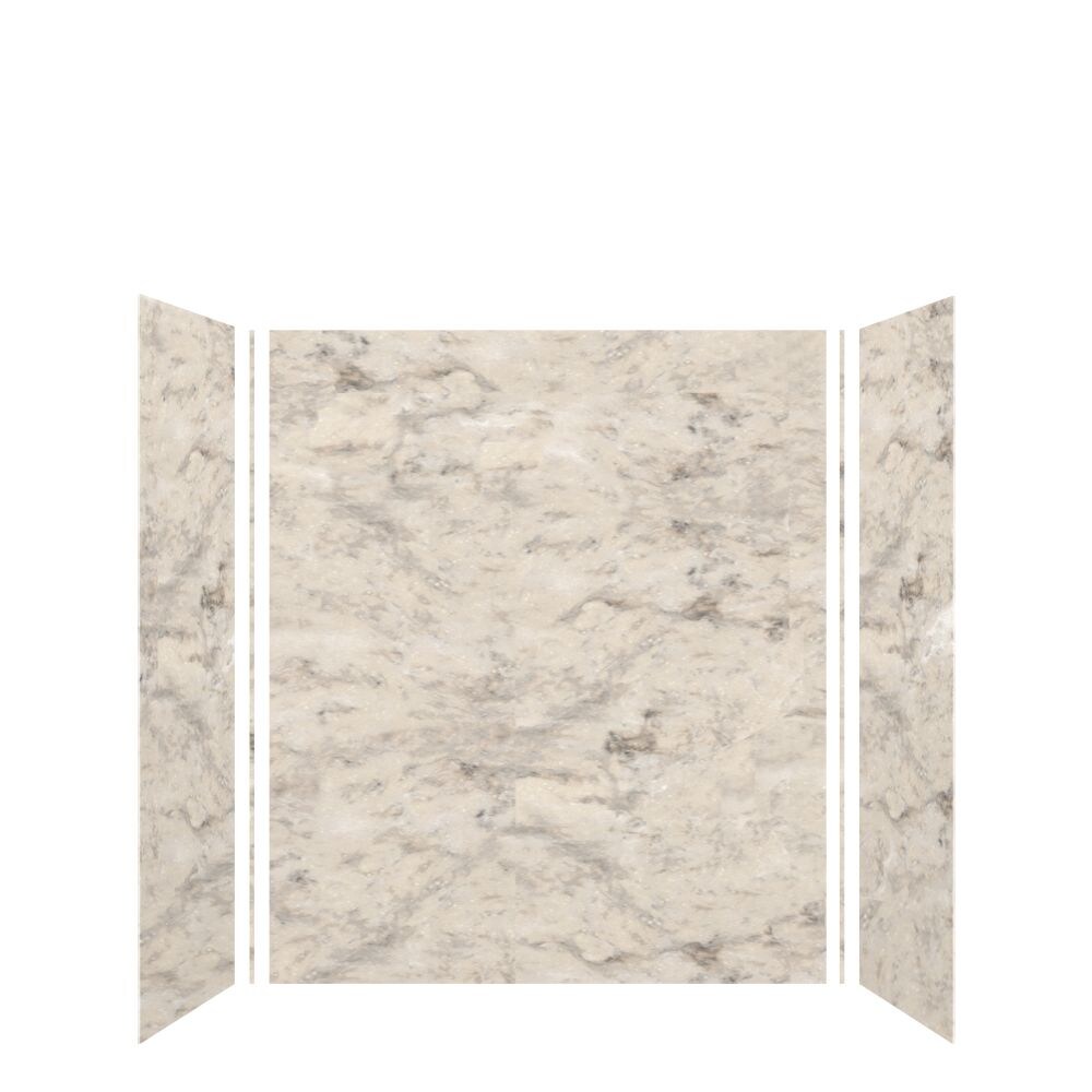 Kit de panel de ducha alcoba Transolid Saramar Velvet 36 pulgadas de ancho x 36 pulgadas de profundidad x 72 pulgadas de alto, color crema de arena Velvet 3.0 de 3 piezas para pegar SWK603672-49V