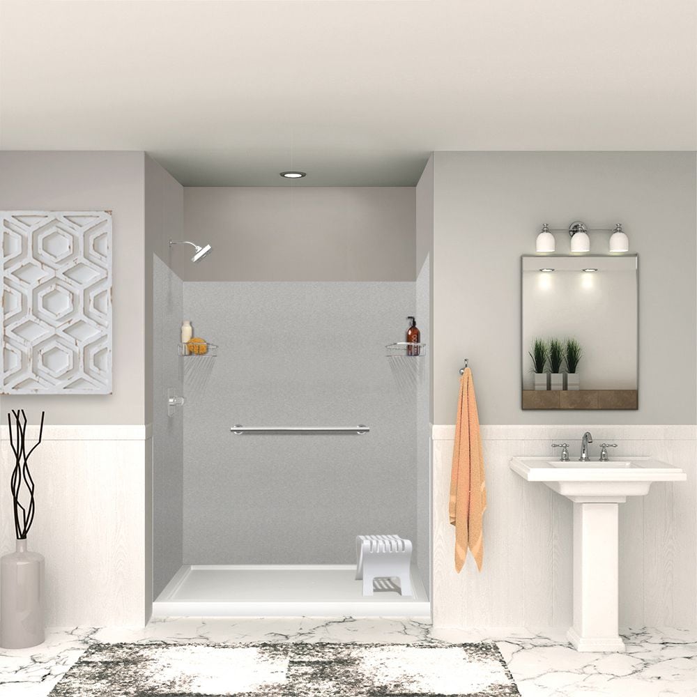 Kit de panel de ducha empotrado Alcove Transolid Saramar Velvet de 36 pulgadas de ancho x 36 pulgadas de profundidad x 72 pulgadas de altura en gris Beach Velvet 3.0, modelo SWK603672-27V