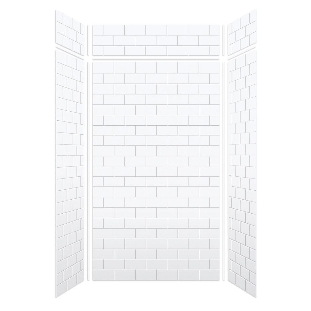 Kit de panel de ducha de alcoba Transolid Saramar Velvet de 36 pulgadas de ancho, 36 pulgadas de profundidad y 96 pulgadas de alto en color blanco de 3 piezas, instalación con pegamento.