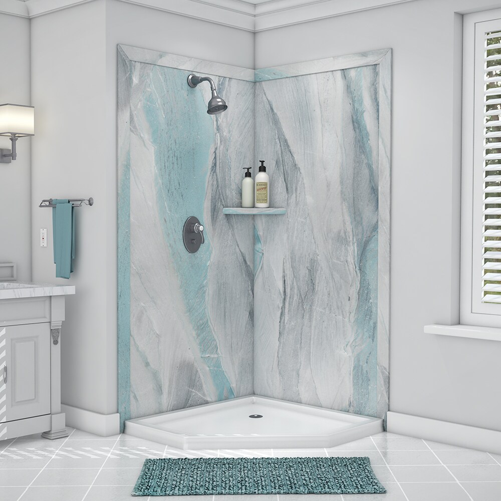 Panel de pared esquinero para ducha FlexStone Splendor 40 pulgadas de ancho x 40 pulgadas de largo x 80 pulgadas de alto Triton 2.0 -Pieza de instalación con pegamento SSK40407821TR
