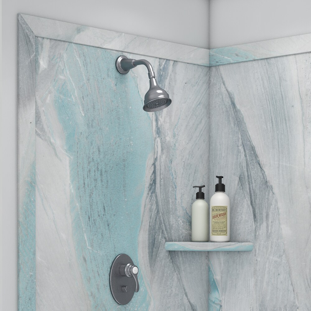 Panel de pared esquinero para ducha FlexStone Splendor 40 pulgadas de ancho x 40 pulgadas de largo x 80 pulgadas de alto Triton 2.0 -Pieza de instalación con pegamento SSK40407821TR