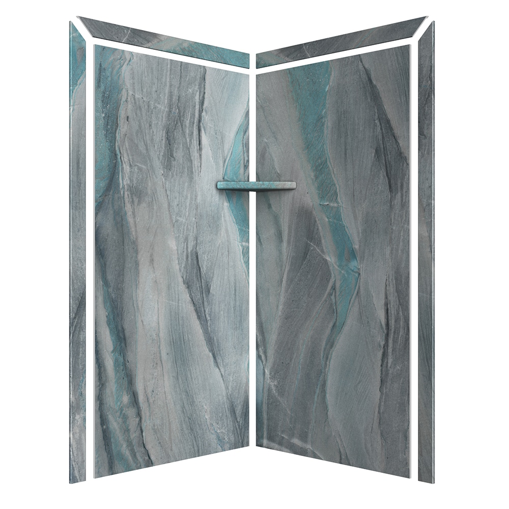 Panel de pared esquinero para ducha FlexStone Splendor 40 pulgadas de ancho x 40 pulgadas de largo x 80 pulgadas de alto Triton 2.0 -Pieza de instalación con pegamento SSK40407821TR