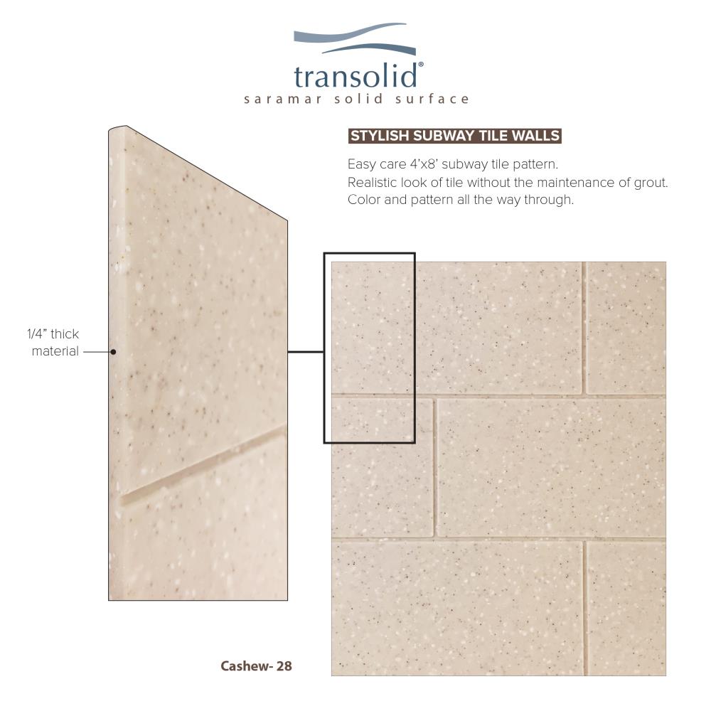 Kit de panel de ducha encastrado de albaricoque Transolid SaraMar de 3.0 piezas de 48 pulgadas de ancho x 36 pulgadas de profundidad x 72 pulgadas de altura SWK483672-28.