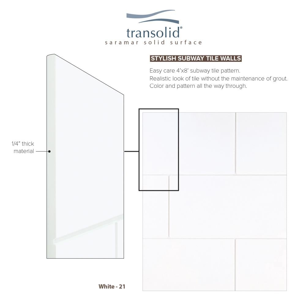 Kit de panel de ducha de alcoba de 3 piezas Transolid SaraMar blanco de 48 pulgadas de ancho x 36 pulgadas de profundidad x 72 pulgadas de altura