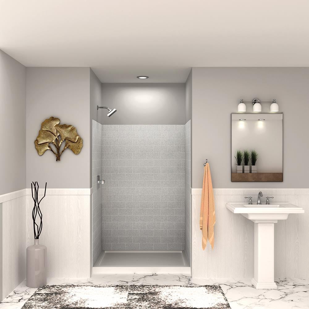 Juego de Panel de Ducha Alcove Transolid SaraMar de 3.0 Piezas en Gris Beach de 48 pulgadas de Ancho x 36 pulgadas de Profundidad x 72 pulgadas de Altura SWK483672-27