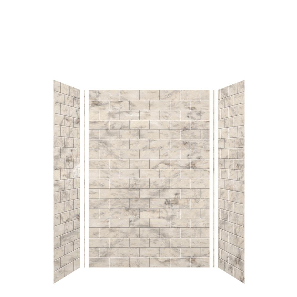 Kit de panel de ducha encastrado en albañilería de 3.0 piezas de Transolid SaraMar de 48 pulgadas de ancho x 36 pulgadas de profundidad x 72 pulgadas de altura en crema de arena SWK483672-49.