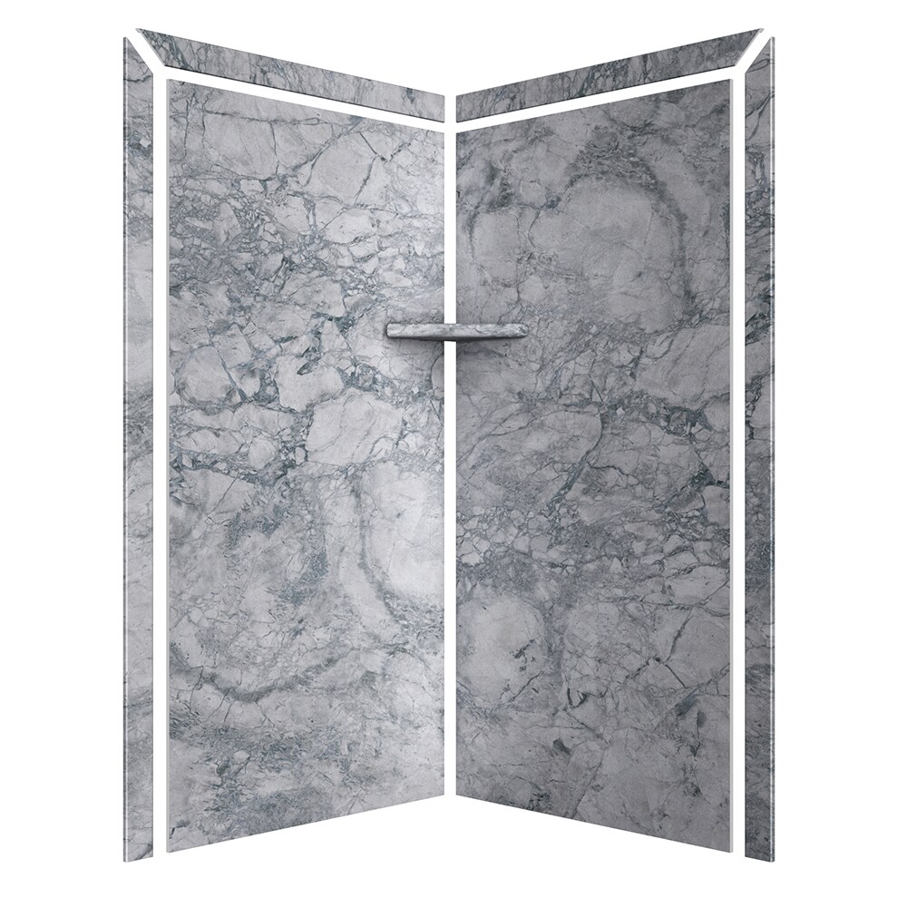 Panel de pared de esquina para ducha FlexStone Splendor de 40 pulgadas de ancho x 40 pulgadas de profundidad x 80 pulgadas de altura Everest 2.0 - Juego de 2 piezas para pegar.