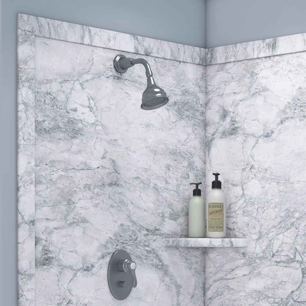 Panel de pared de esquina para ducha FlexStone Splendor de 40 pulgadas de ancho x 40 pulgadas de profundidad x 80 pulgadas de altura Everest 2.0 - Juego de 2 piezas para pegar.