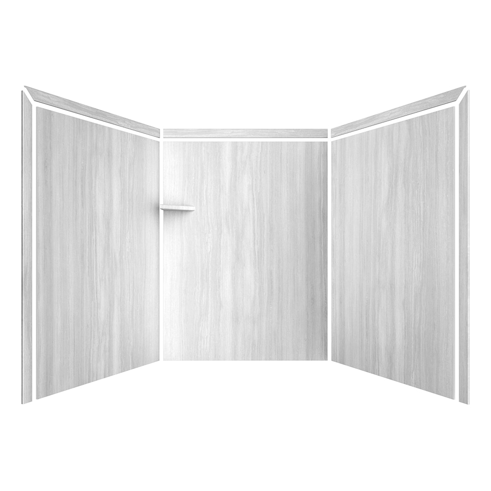 Recubrimiento de pared para regadera tipo alcoba de 3 piezas FlexStone Adaptable en Plata Strata 60 pulgadas de ancho x 60 pulgadas de profundidad x 80 pulgadas de altura