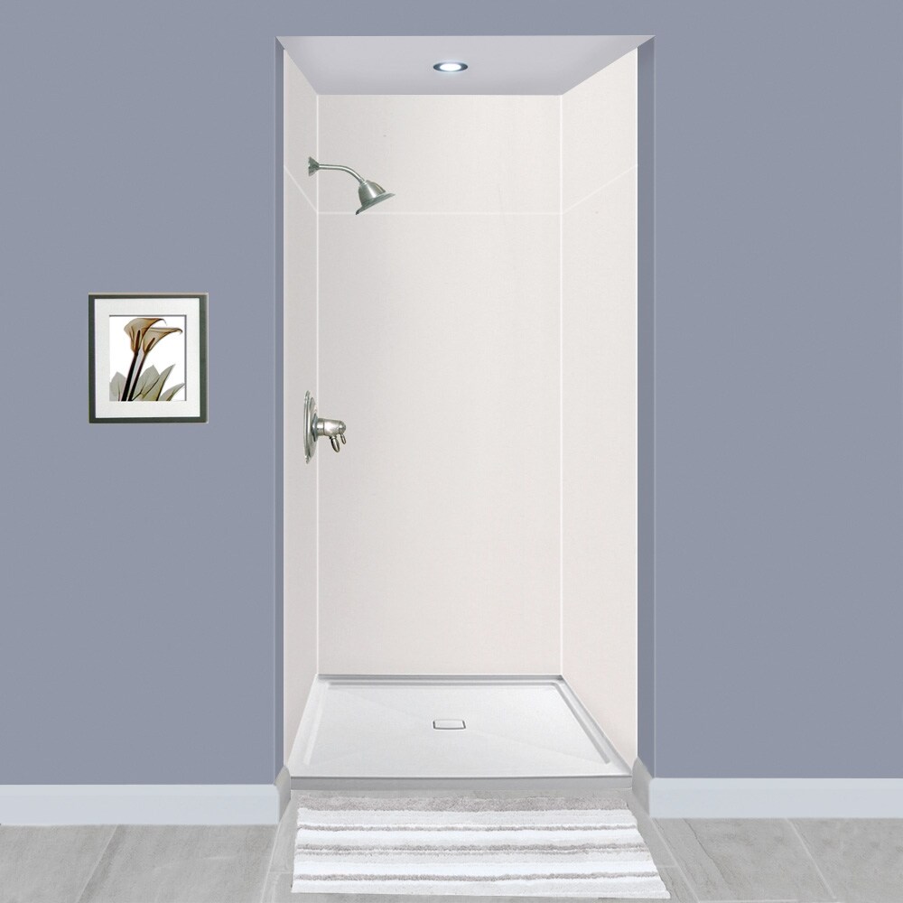 Kit de panel de ducha encajonado blanco de 3.0 piezas Transolid Expressions 48 pulgadas de ancho x 48 pulgadas de profundidad x 96.0 pulgadas de alto EWKX484896-31.