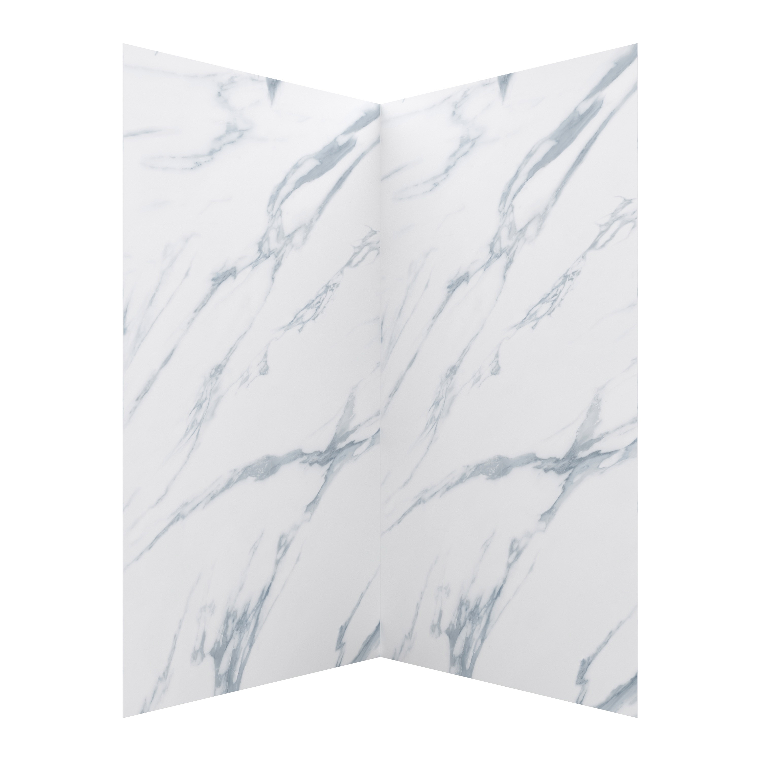 Panel de pared para esquina de ducha de 42 pulgadas de ancho x 42 pulgadas de profundidad x 78 pulgadas de alto en blanco Carrara 2.0 de Jetcoat CRAFT + MAIN - Pieza de pegado GFS424278-CW