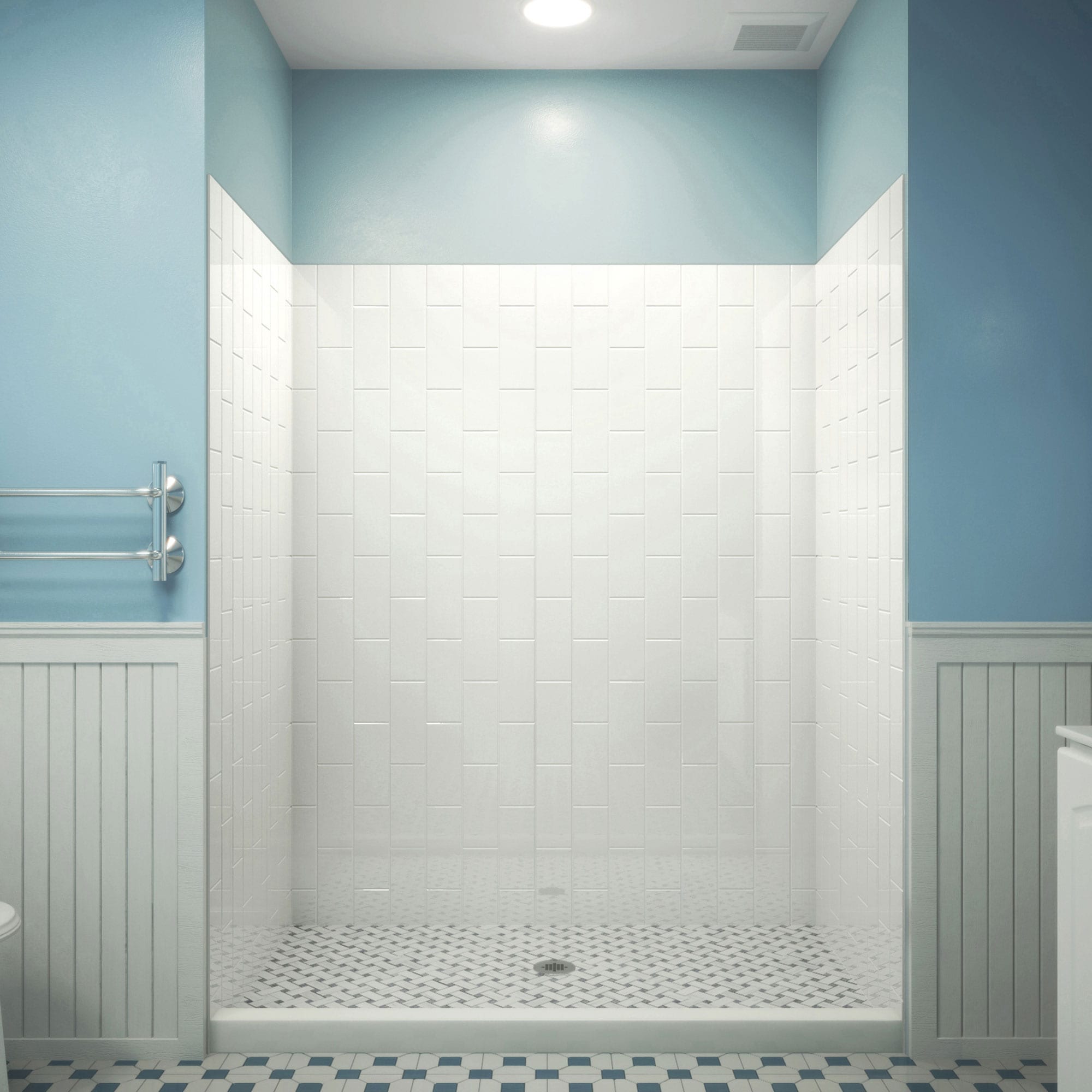 Kit de panel de ducha de alcoba con pegado DreamLine QWALL-VS blanco de 4 piezas de 54 pulgadas de ancho x 42 pulgadas de profundidad x 76 pulgadas de alto SHBW-1554760-00.