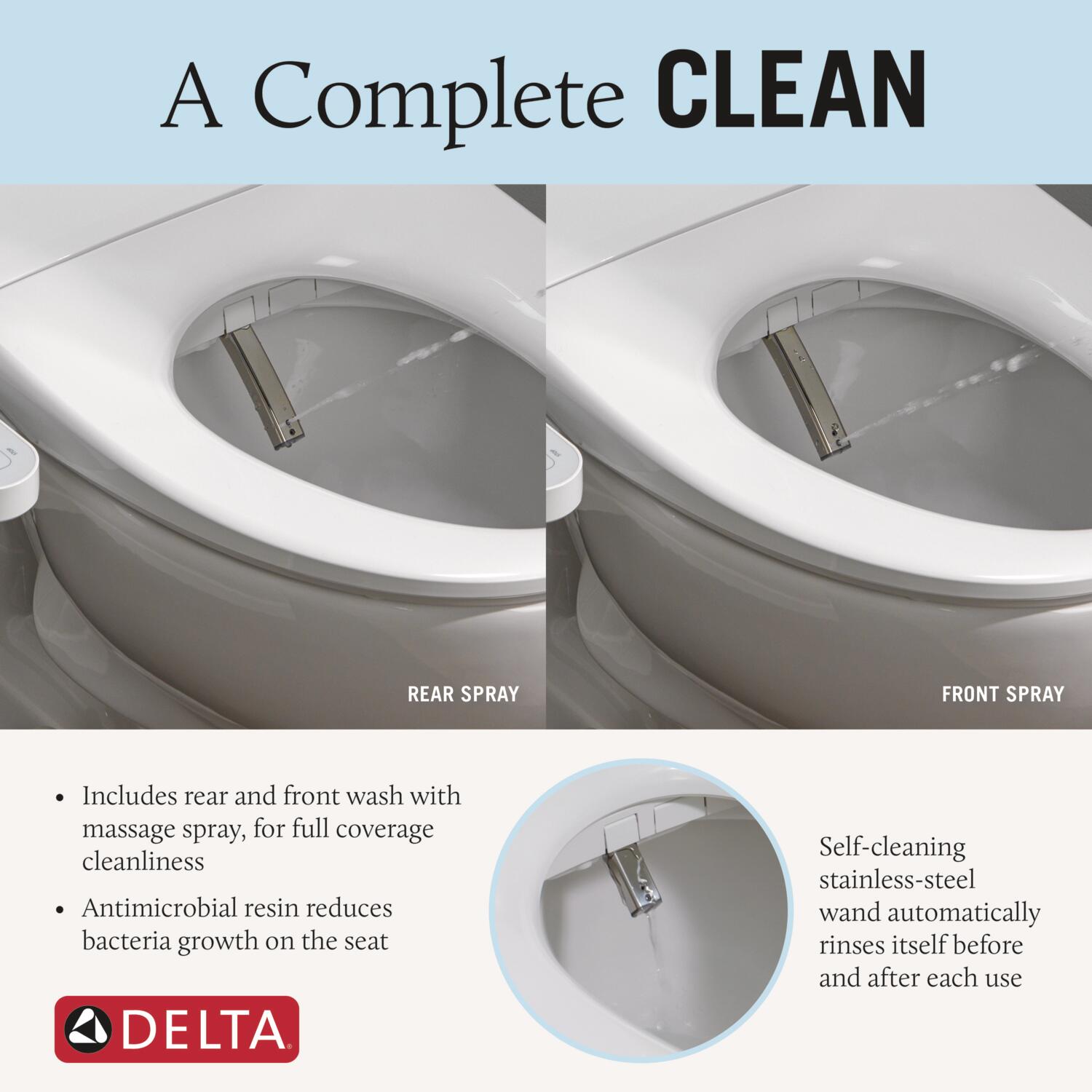 Asiento de Bidet Alargado con Cierre Suave en Plástico Blanco Estándar Refrescante de Delta