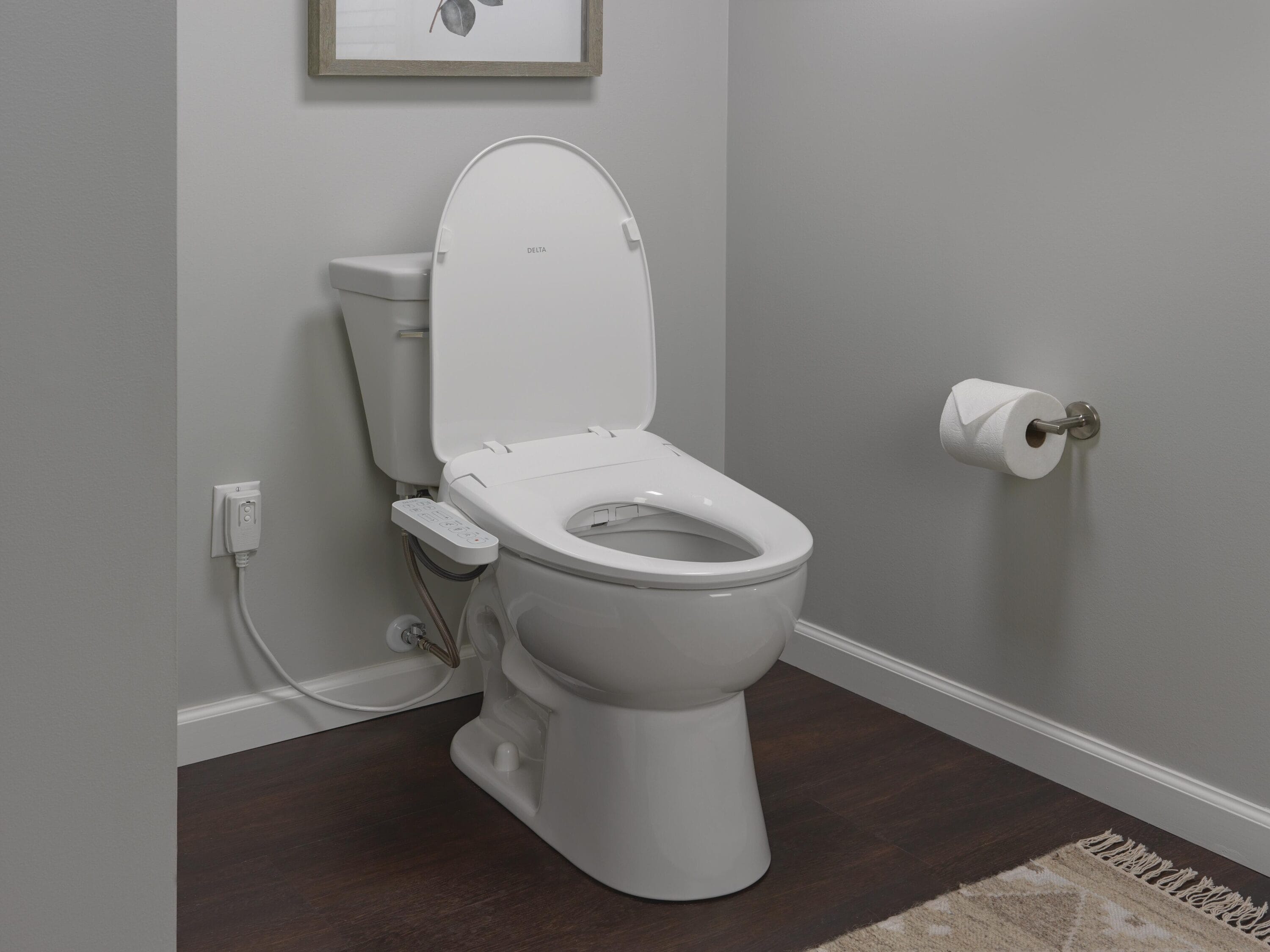 Asiento de Bidet Alargado con Cierre Suave en Plástico Blanco Estándar Refrescante de Delta