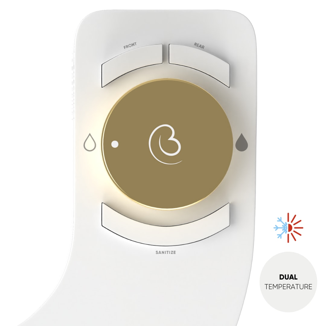 Revolution Boss Bidet - Accesorio de Bidé de Doble Boquilla sin Electricidad, con Temperatura Dual y Autolimpieza (Oro Jerusalén)