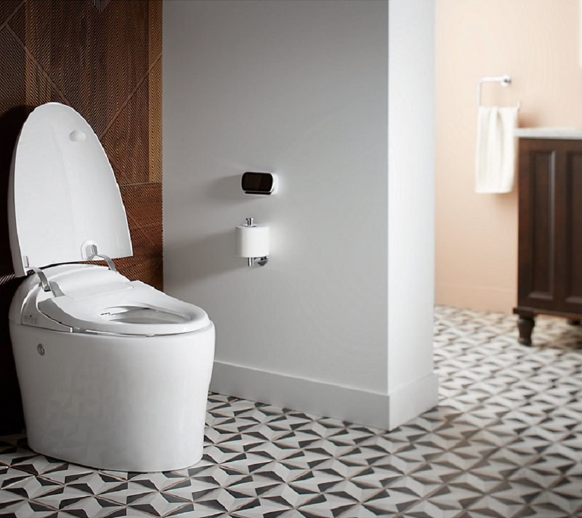 Kohler Karing Blanco Bidet de una Pieza alargado con altura estándar y cierre suave de 12 pulgadas de descarga WaterSense de 1.0 GPF K-77780-0