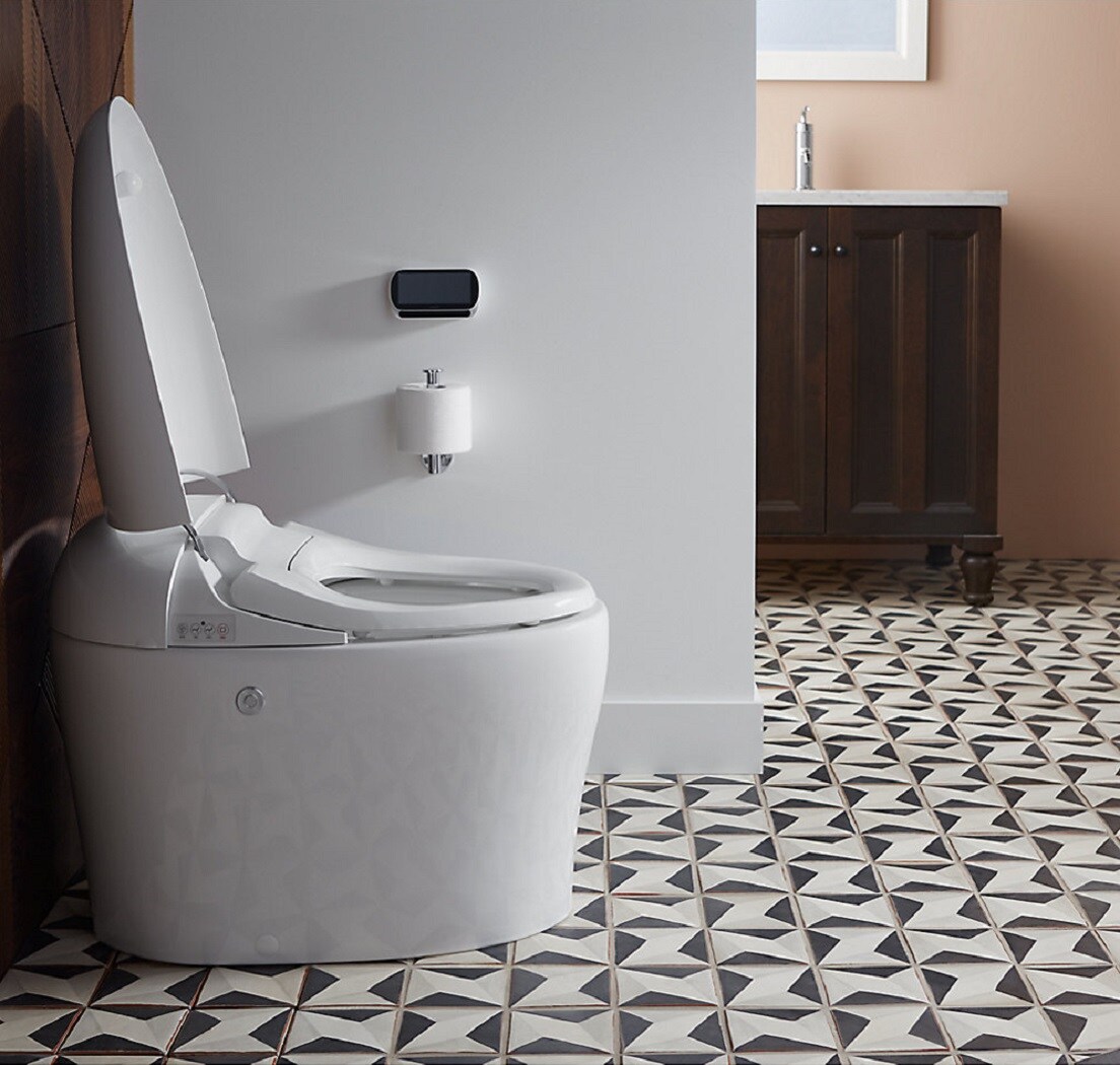 Kohler Karing Blanco Bidet de una Pieza alargado con altura estándar y cierre suave de 12 pulgadas de descarga WaterSense de 1.0 GPF K-77780-0