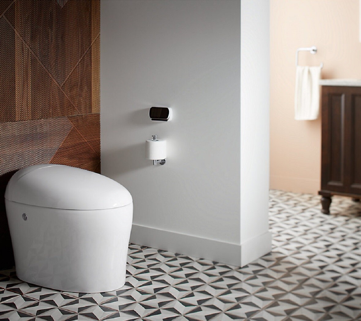 Kohler Karing Blanco Bidet de una Pieza alargado con altura estándar y cierre suave de 12 pulgadas de descarga WaterSense de 1.0 GPF K-77780-0