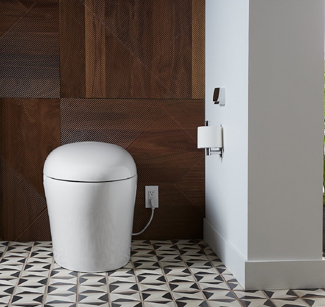 Kohler Karing Blanco Bidet de una Pieza alargado con altura estándar y cierre suave de 12 pulgadas de descarga WaterSense de 1.0 GPF K-77780-0