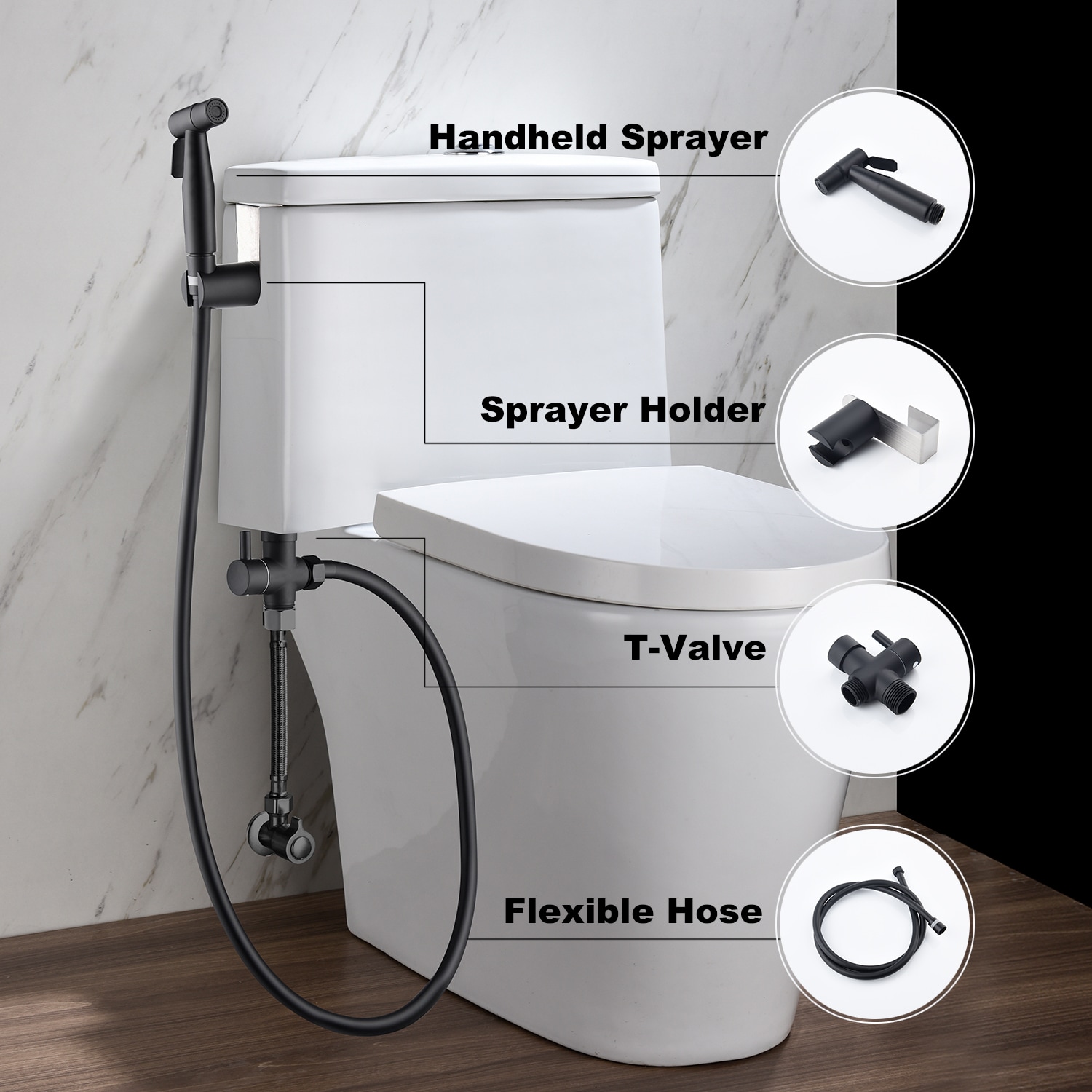 Rociador de bidé de mano montado en el baño negro de Clihome DG-BF21
