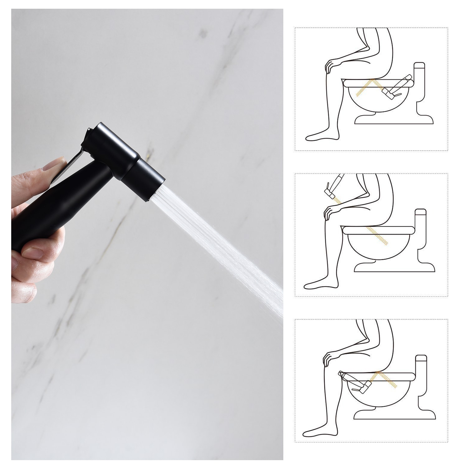 Rociador de bidé de mano montado en el baño negro de Clihome DG-BF21