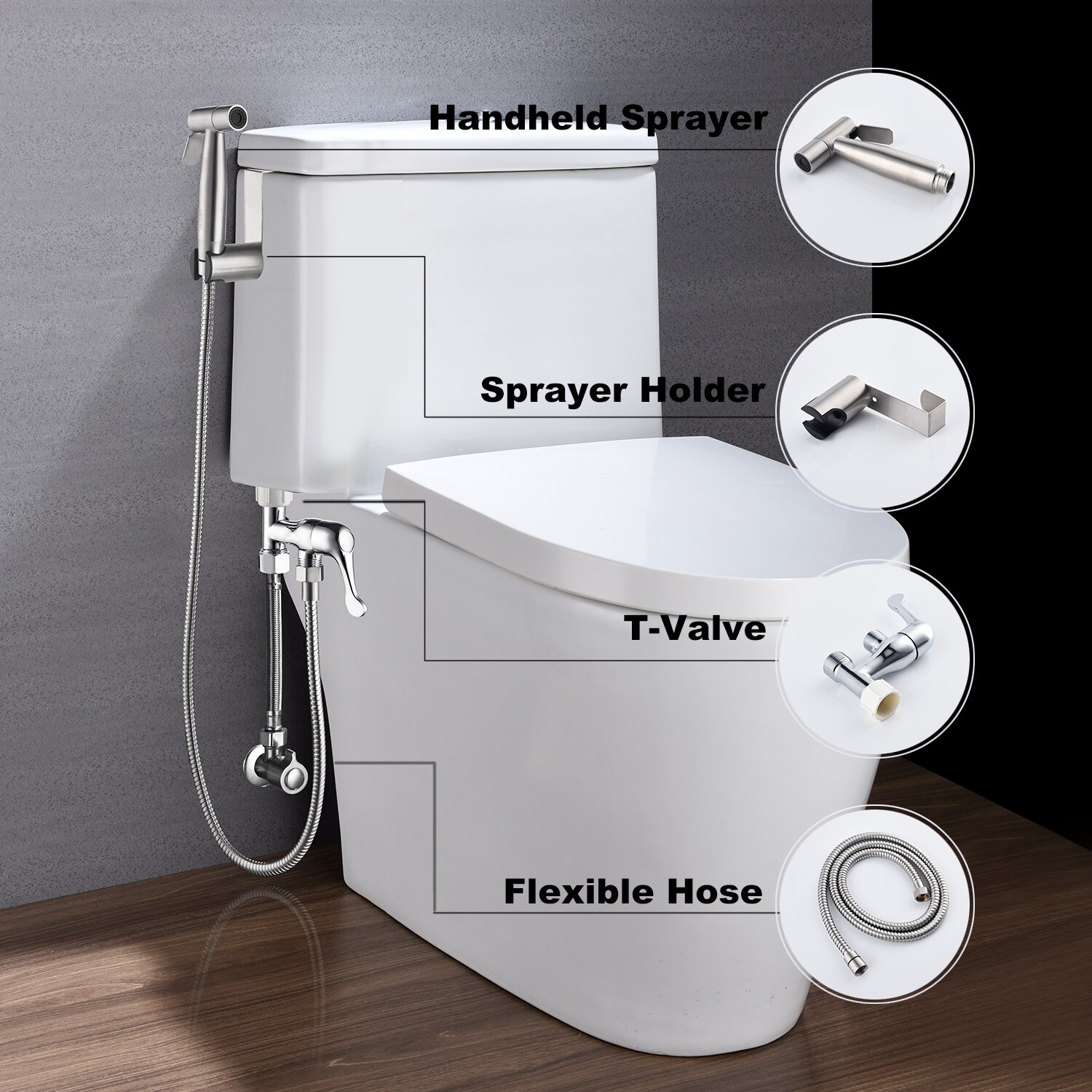 Rociador de Bidet de Mano Montado en la Pared de Color Plata de Clihome DG-BF18