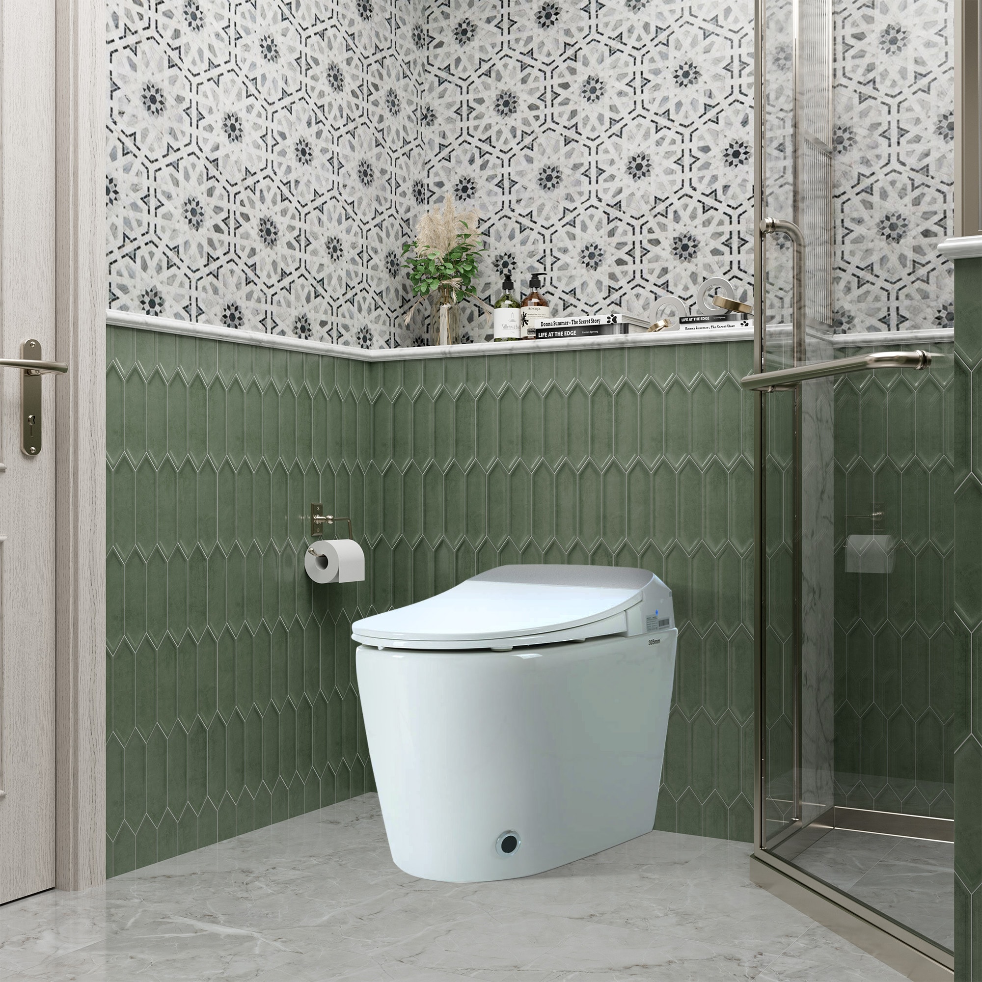 Bidet blanco alargado con cierre suave de altura estándar de una sola pieza Mondawe