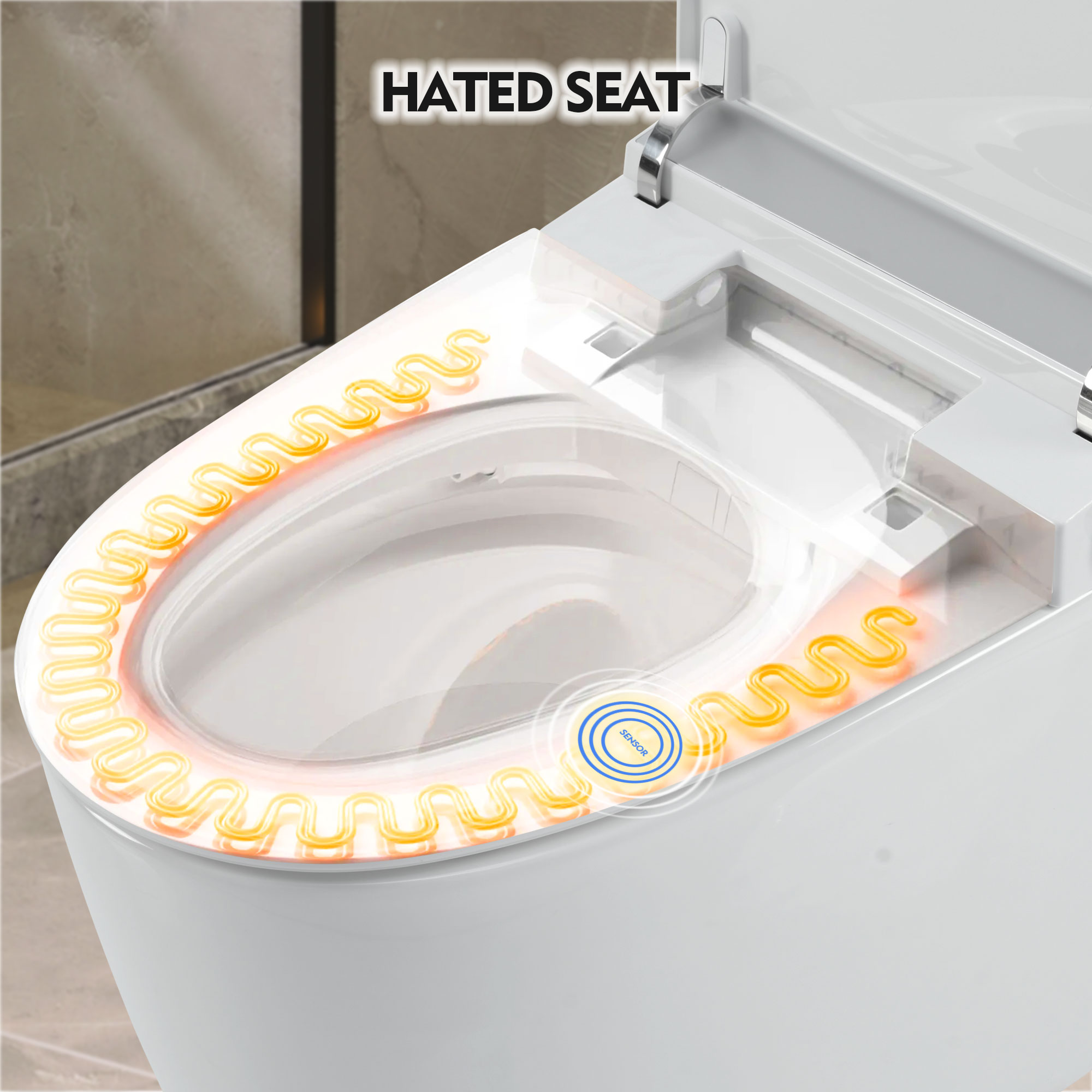 Bidet blanco alargado con cierre suave de altura estándar de una sola pieza Mondawe