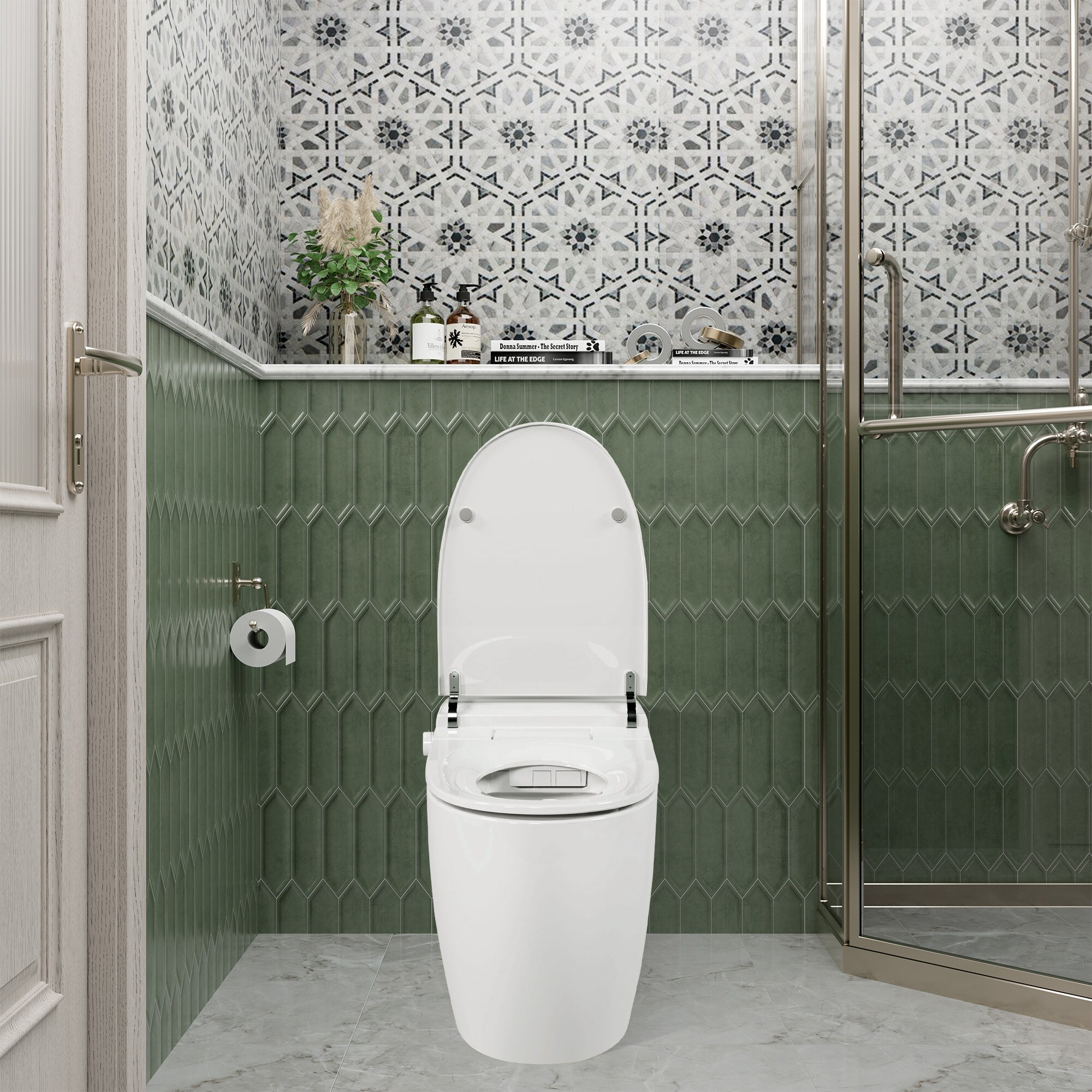 Bidet blanco alargado con cierre suave de altura estándar de una sola pieza Mondawe