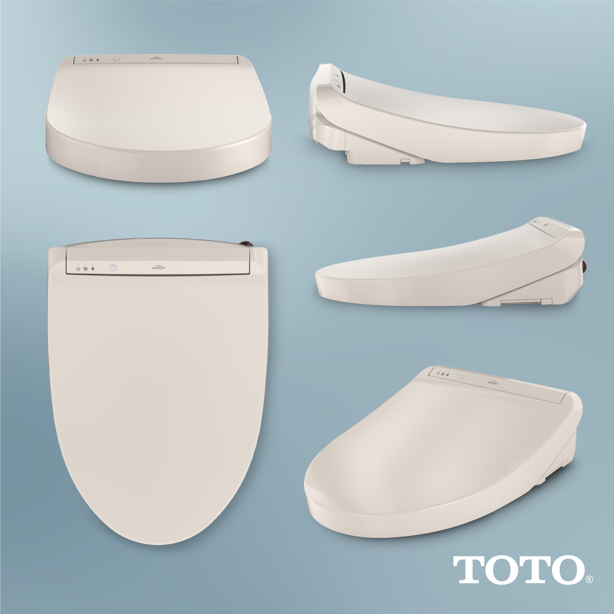 Asiento de toilé alargado de plástico en color beige Sedona con función de inodoro bidet, cierre suave y calentador TOTO Washlet K300 SW3036R-12