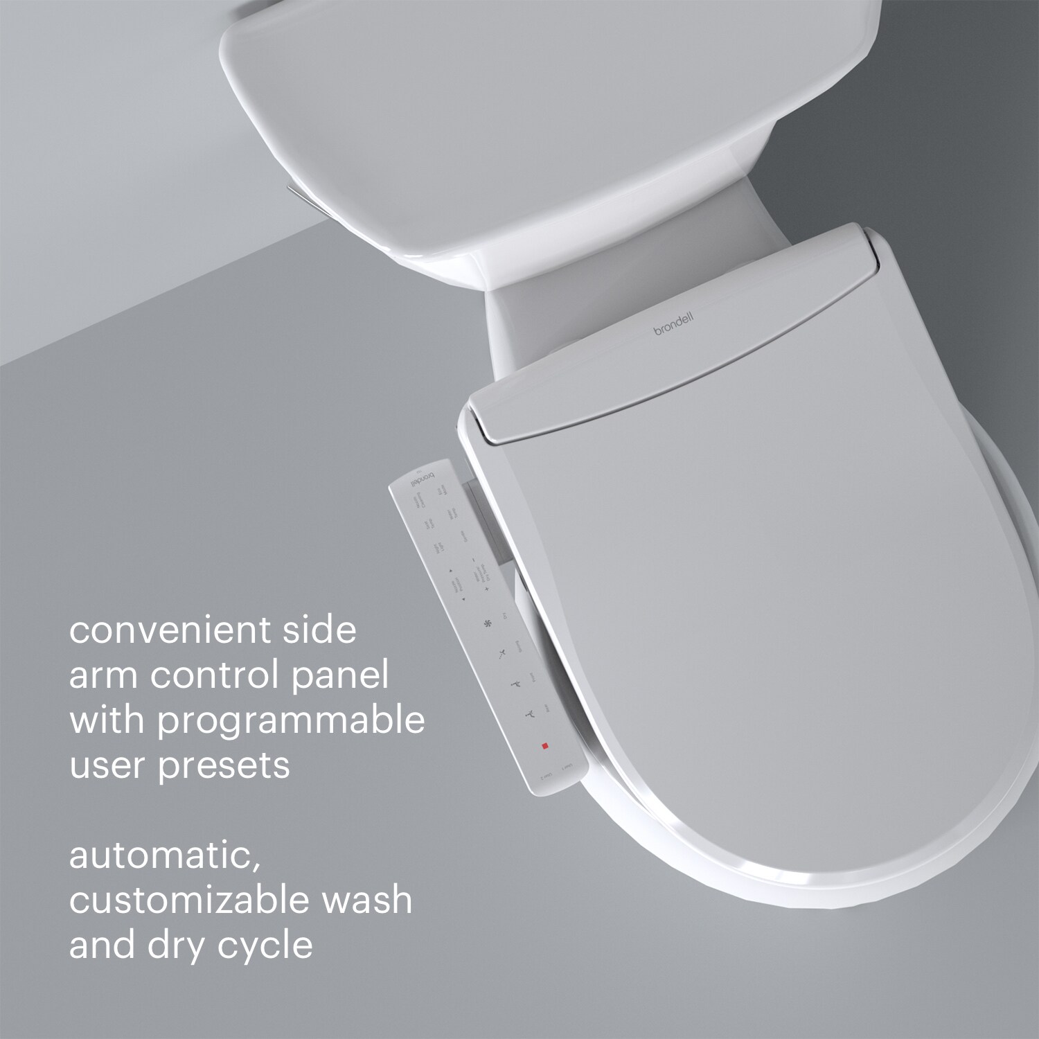 Asiento de bidé de lujo Brondell Swash Thinline T22 con control lateral, blanco alargado T22-EW