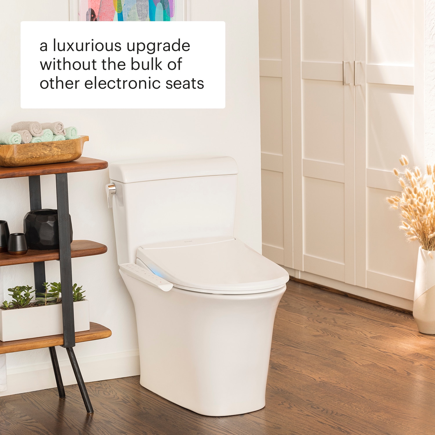 Asiento de bidé de lujo Brondell Swash Thinline T22 con control lateral, blanco alargado T22-EW