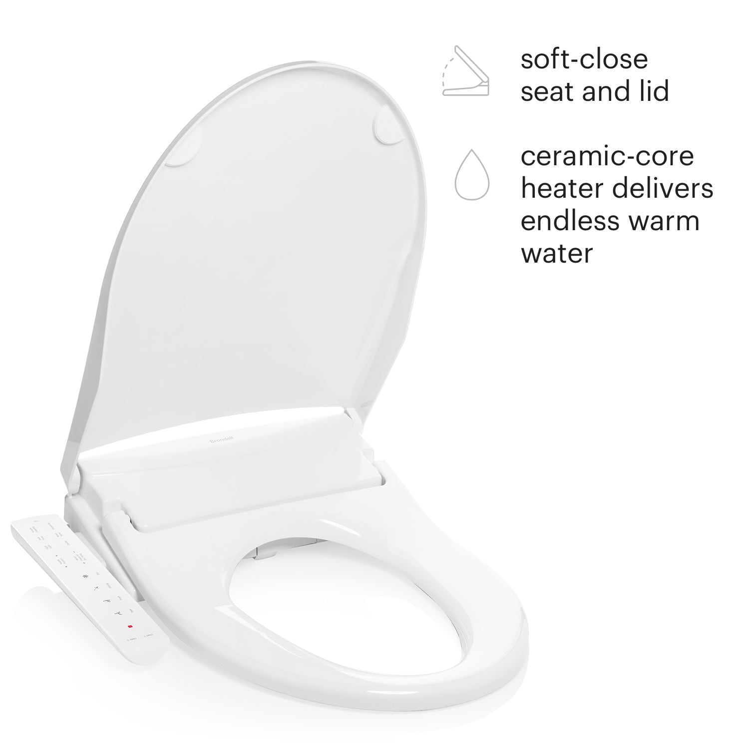 Asiento de bidé de lujo Brondell Swash Thinline T22 con control lateral, blanco alargado T22-EW