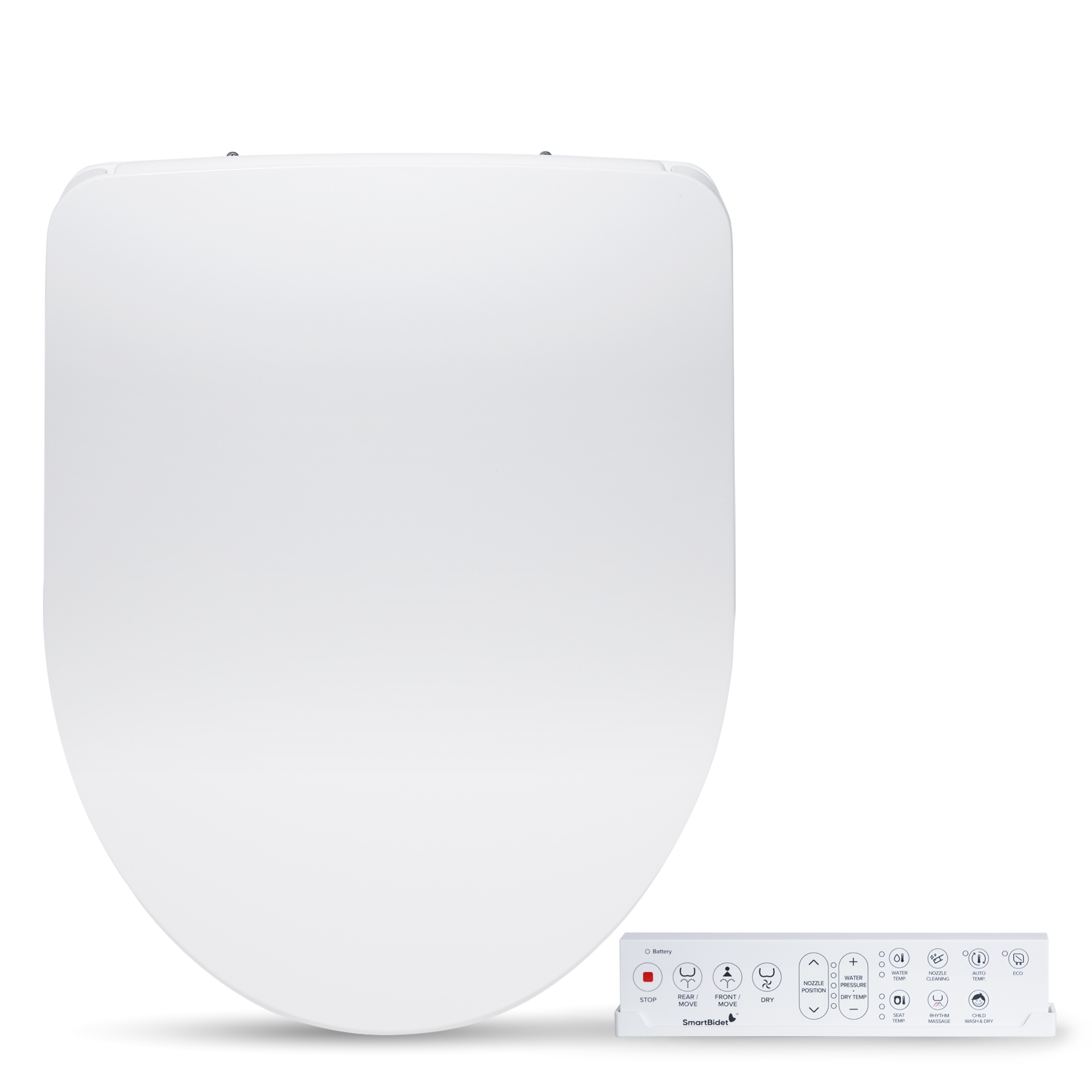 Asiento de inodoro bidet eléctrico con calefacción, cierre suave en plástico blanco SmartBidet SB-1200RR