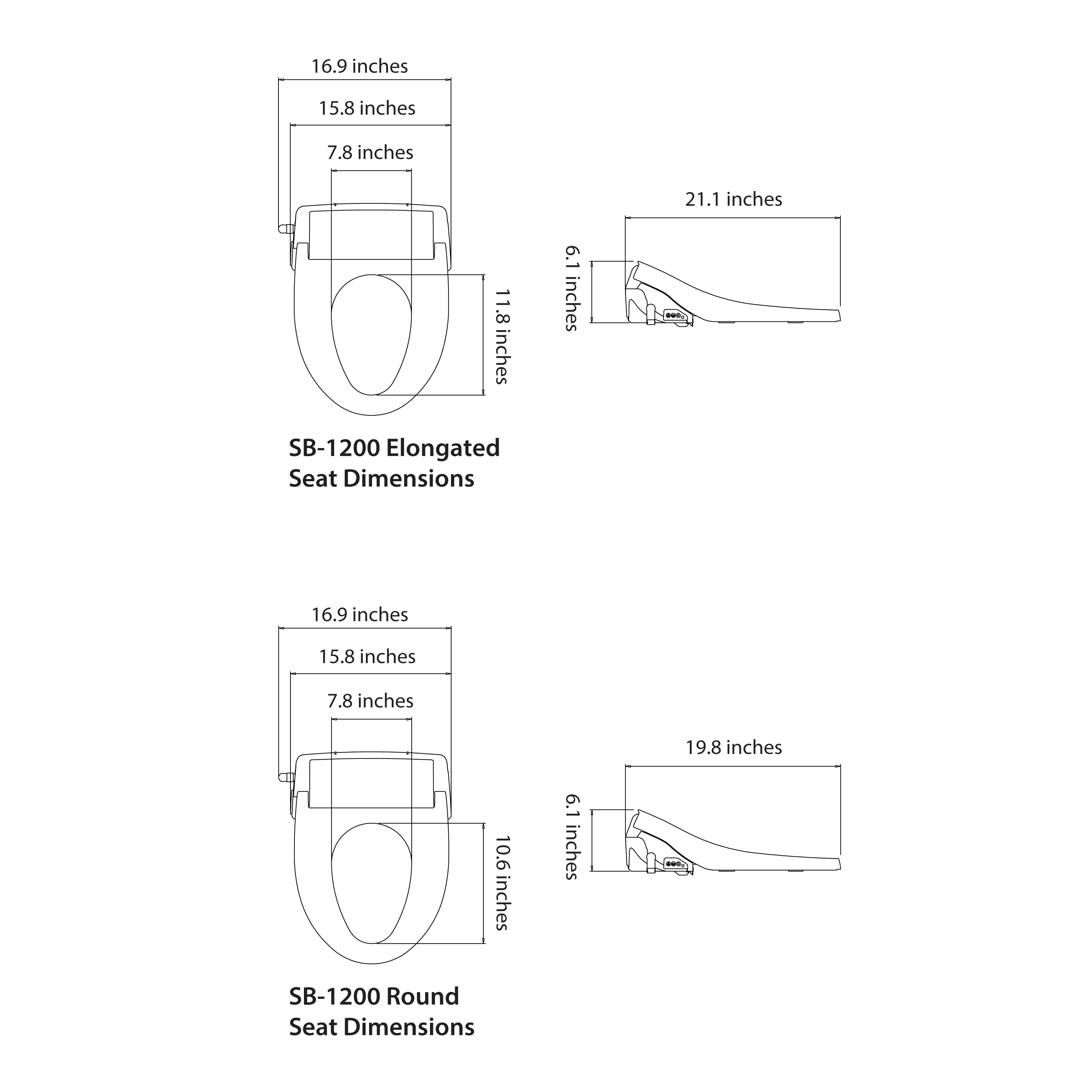 Asiento de inodoro bidet eléctrico con calefacción, cierre suave en plástico blanco SmartBidet SB-1200RR