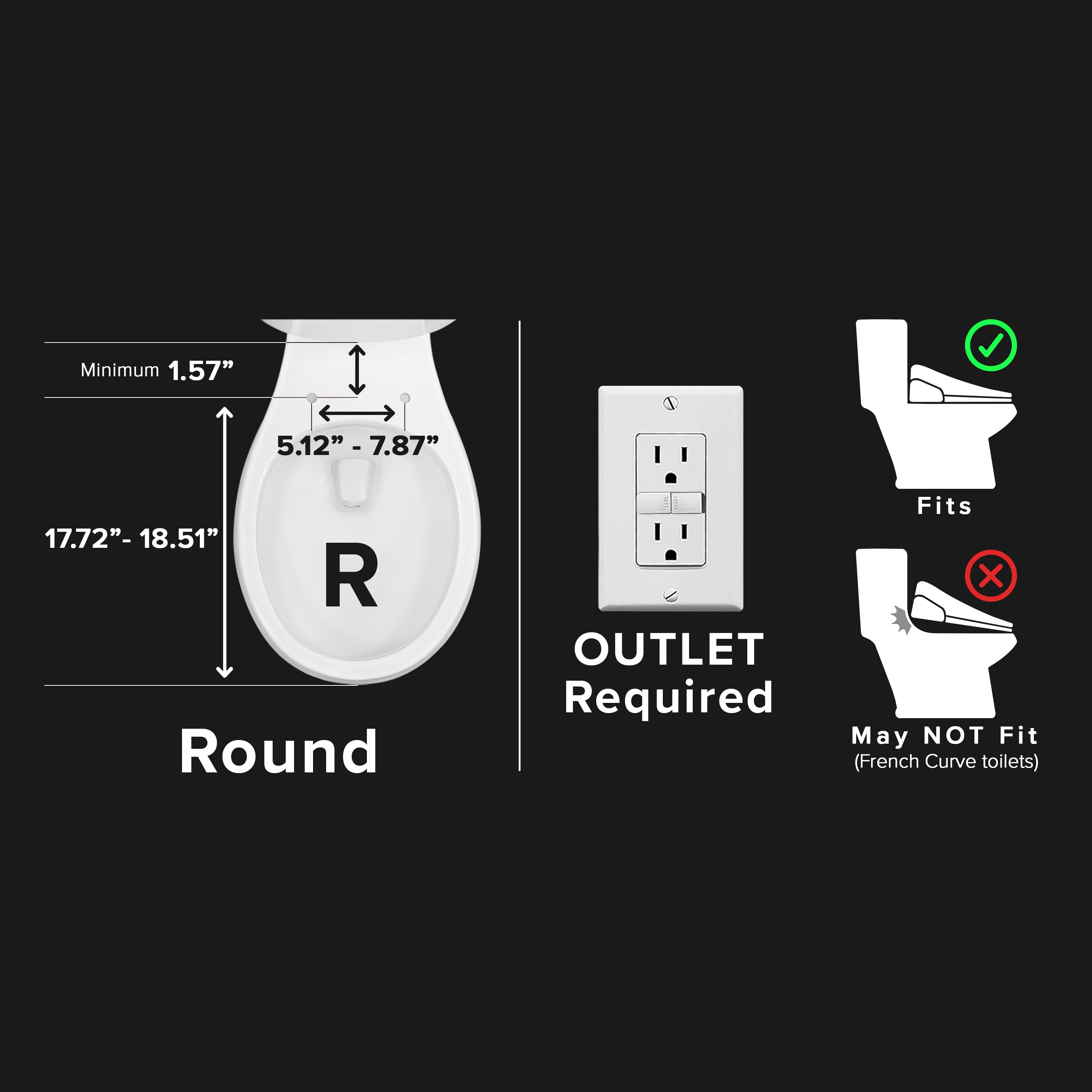 Asiento de inodoro bidet eléctrico con calefacción, cierre suave en plástico blanco SmartBidet SB-1200RR