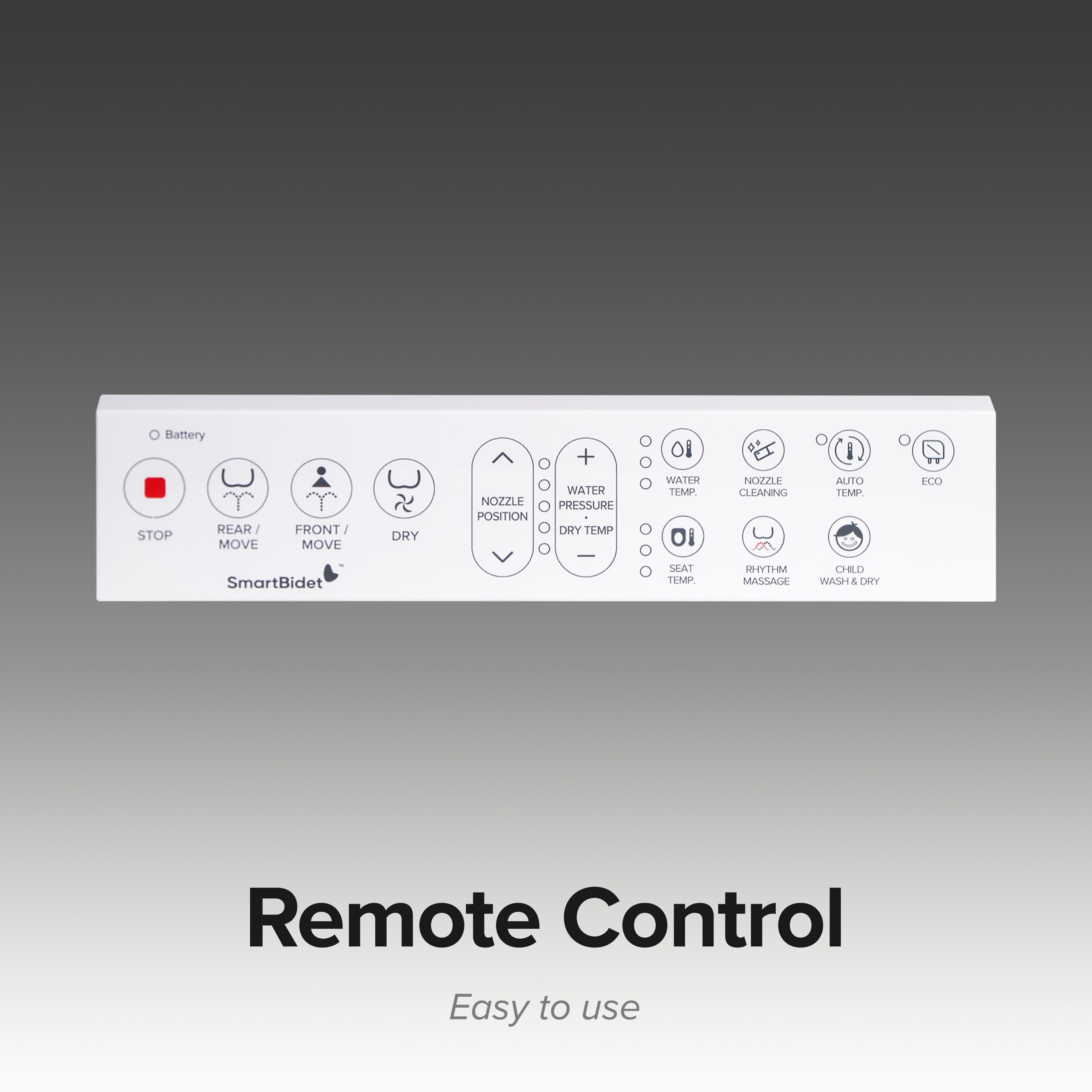 Asiento de inodoro bidet eléctrico con calefacción, cierre suave en plástico blanco SmartBidet SB-1200RR