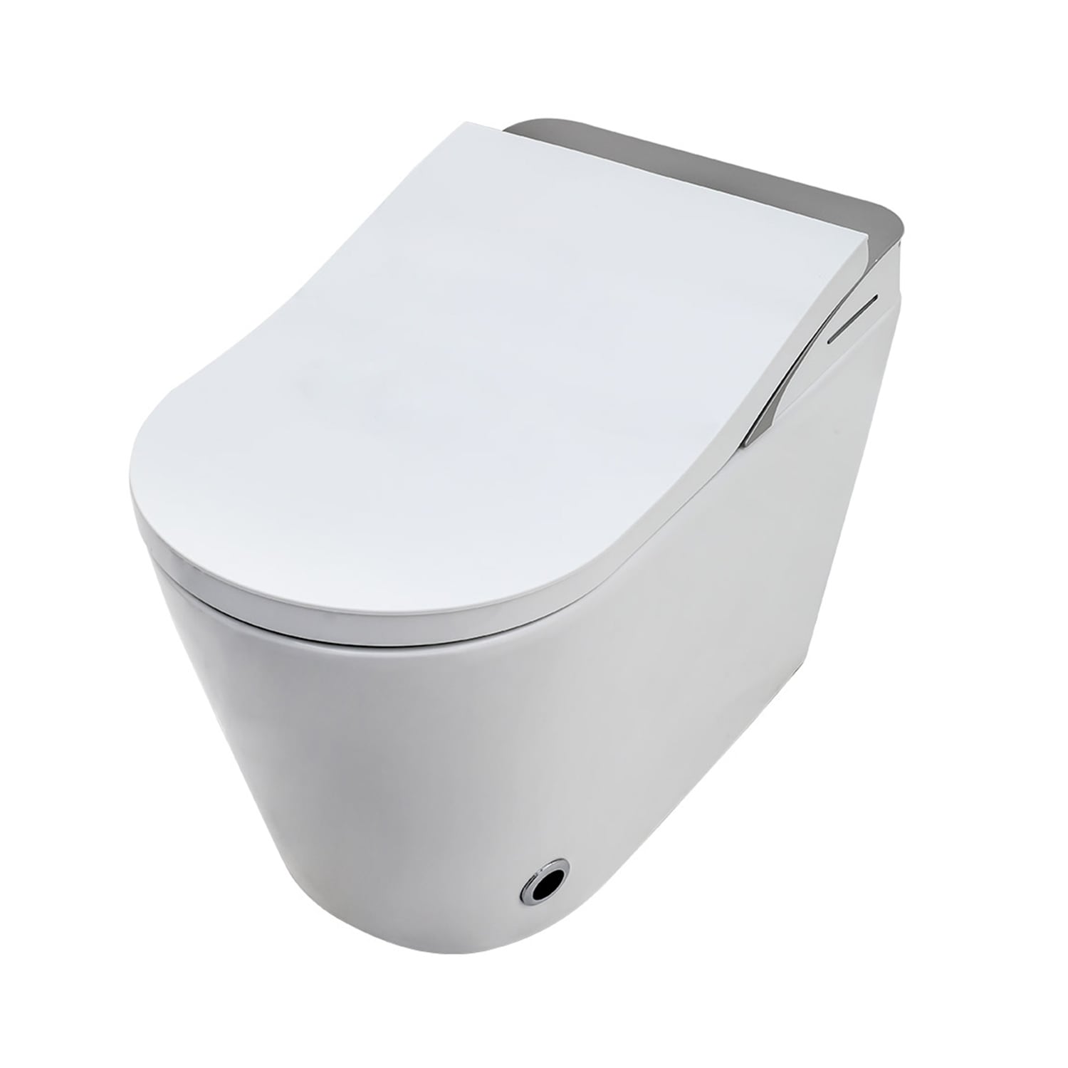 Mondawe Blanco Individual Alargado Altura Estándar Bidet Inteligente de Cierre Suave de Una Pieza con Descarga de 1.28 GPF y Sistema de Anclaje de 12 pulgadas MD-LD-03356