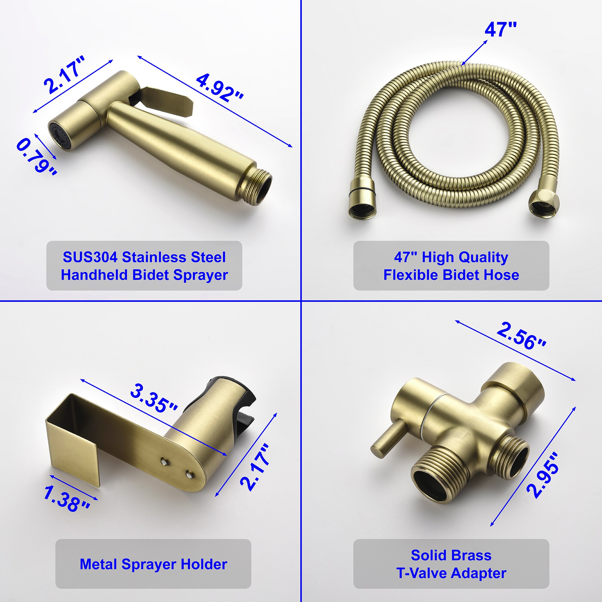 Rociador de bidet manual montado en el inodoro de color dorado cepillado CSMD-BF160-29BG de Clihome