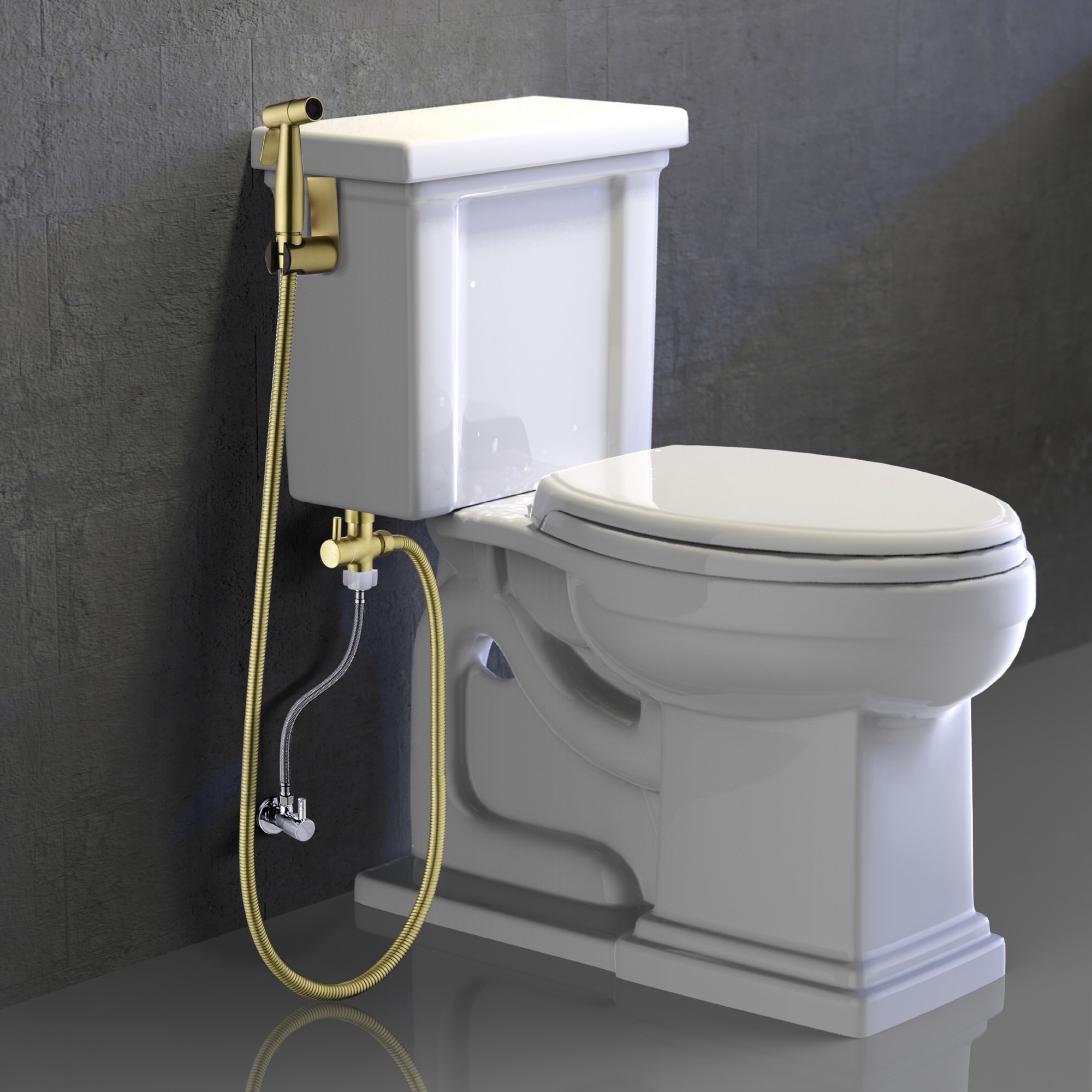 Rociador de bidet manual montado en el inodoro de color dorado cepillado CSMD-BF160-29BG de Clihome