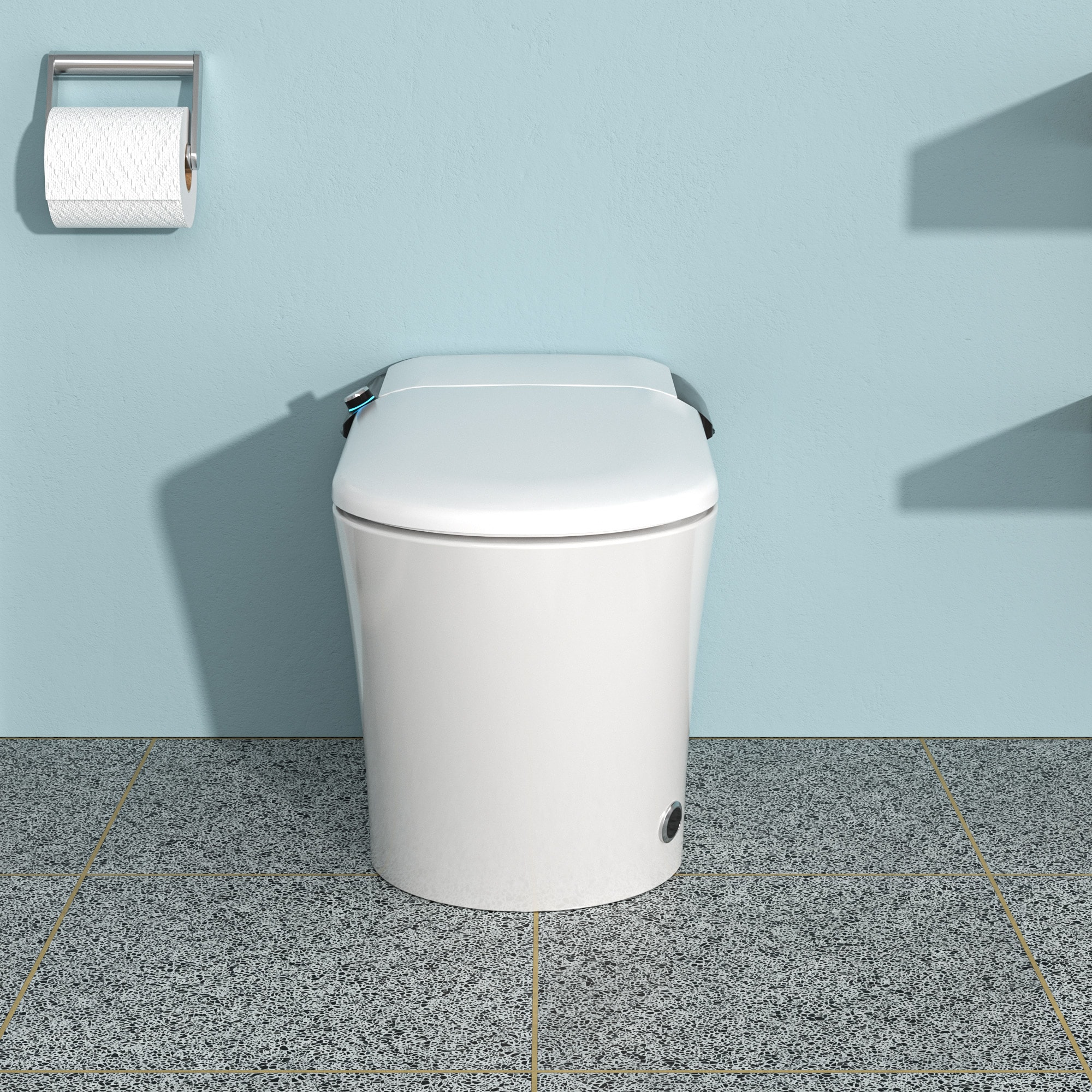 Bidet Blanco Alargado Individual con Altura Estándar Smart Soft Close de 1 pieza Mondawe 12 pulgadas de Descarga de 1.28 GPF MD-LD-03352