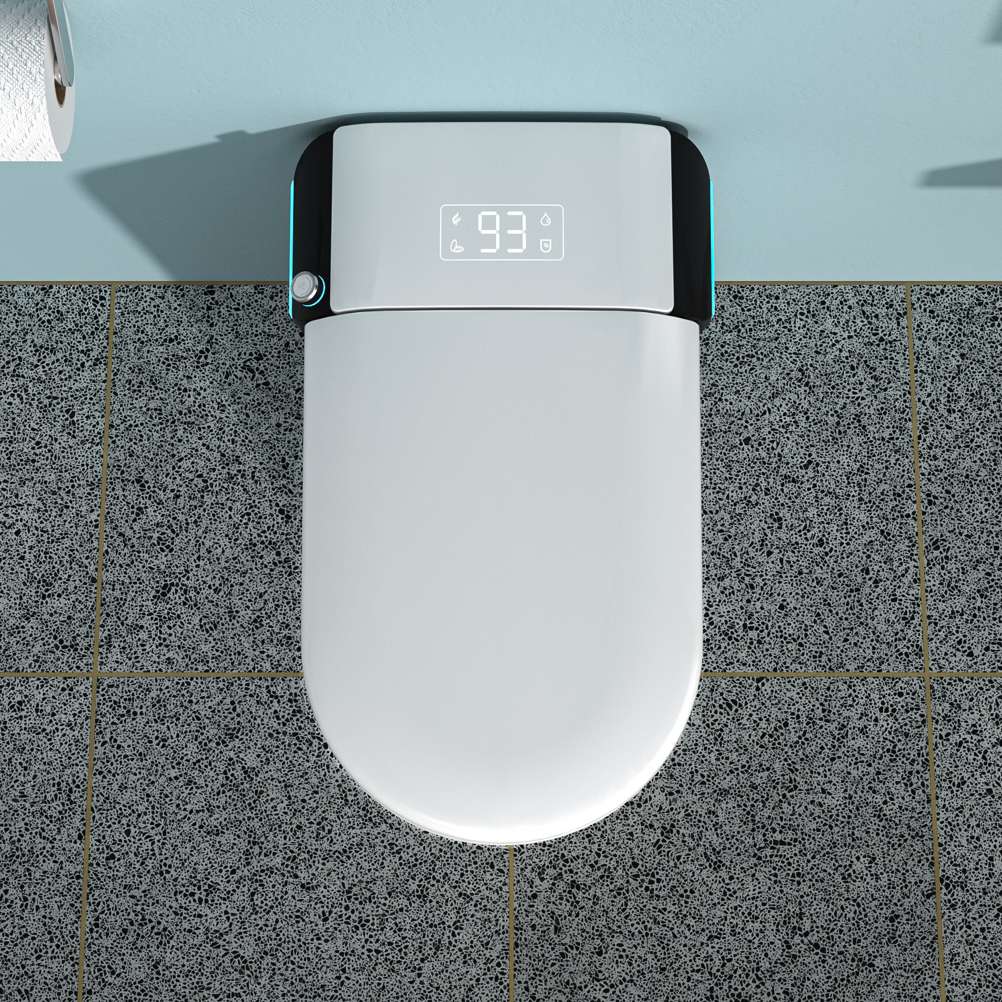 Bidet Blanco Alargado Individual con Altura Estándar Smart Soft Close de 1 pieza Mondawe 12 pulgadas de Descarga de 1.28 GPF MD-LD-03352