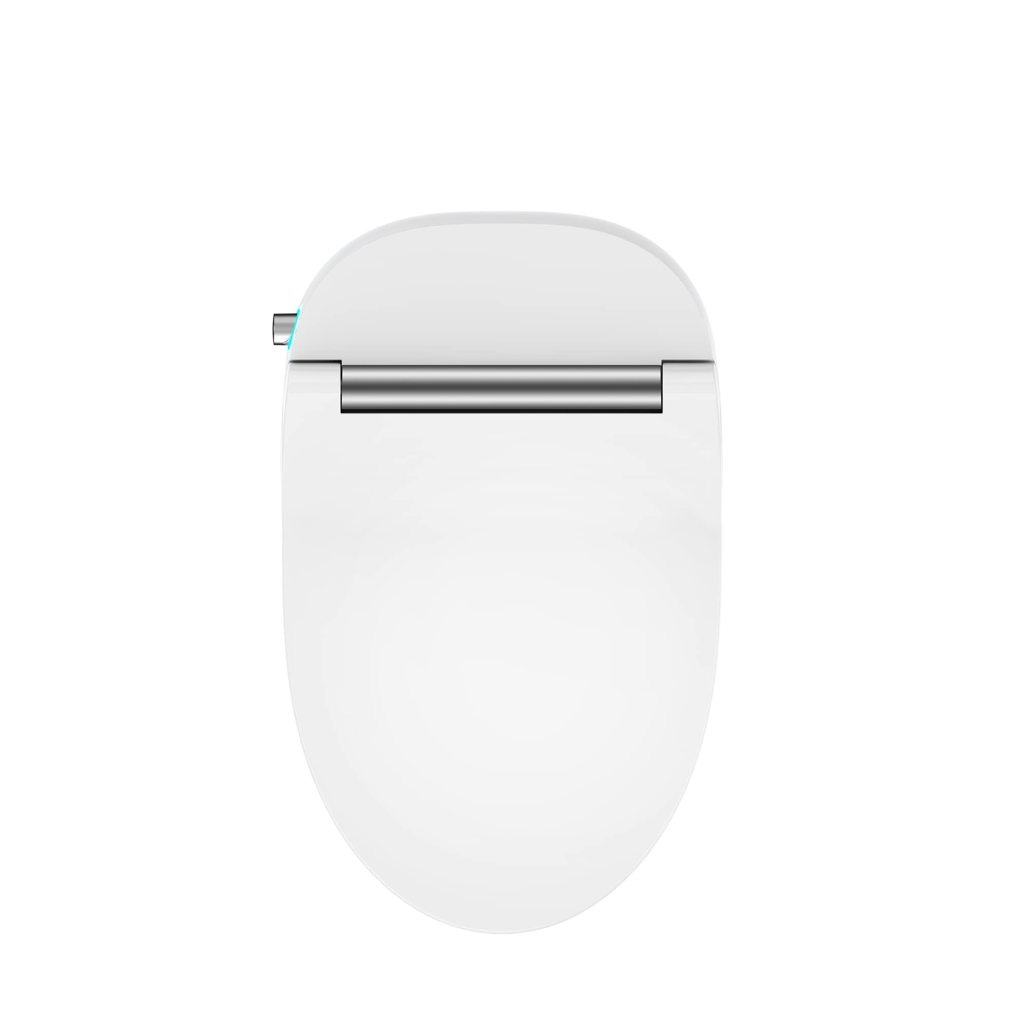Bidet alargado de doble descarga blanco Mondawe con cierre suave y altura estándar de una sola pieza con descarga de 12 pulgadas y 1.28 GPF.