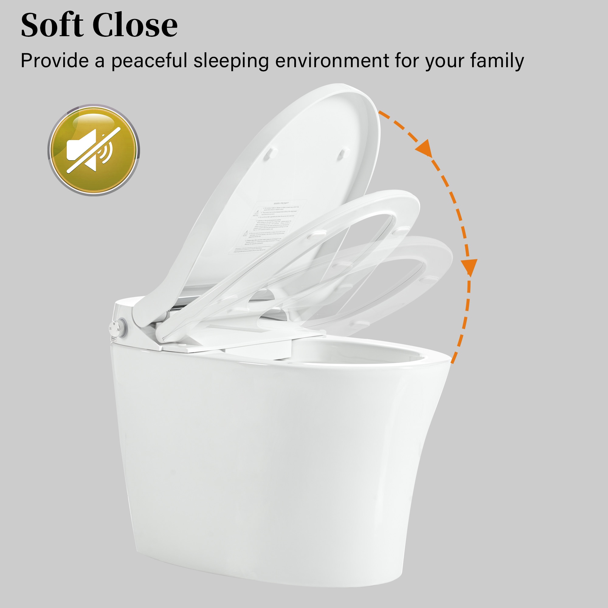 Bidet alargado de doble descarga blanco Mondawe con cierre suave y altura estándar de una sola pieza con descarga de 12 pulgadas y 1.28 GPF.